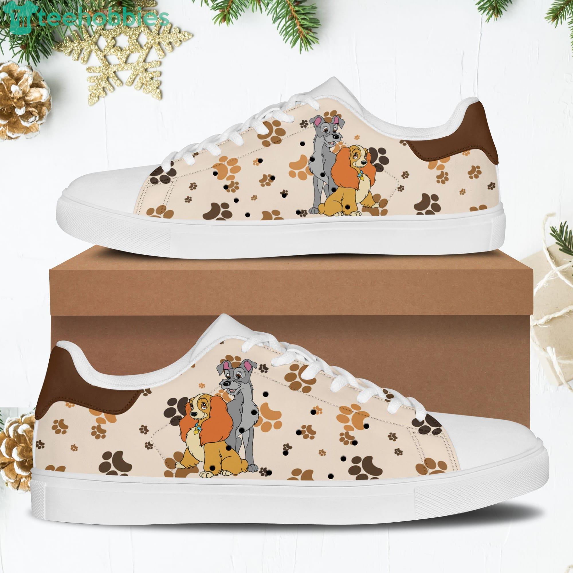 Lady and the Tramp Brown White Stan Smith Disney Carrtoon Low Top Skate Shoes Product Photo 1