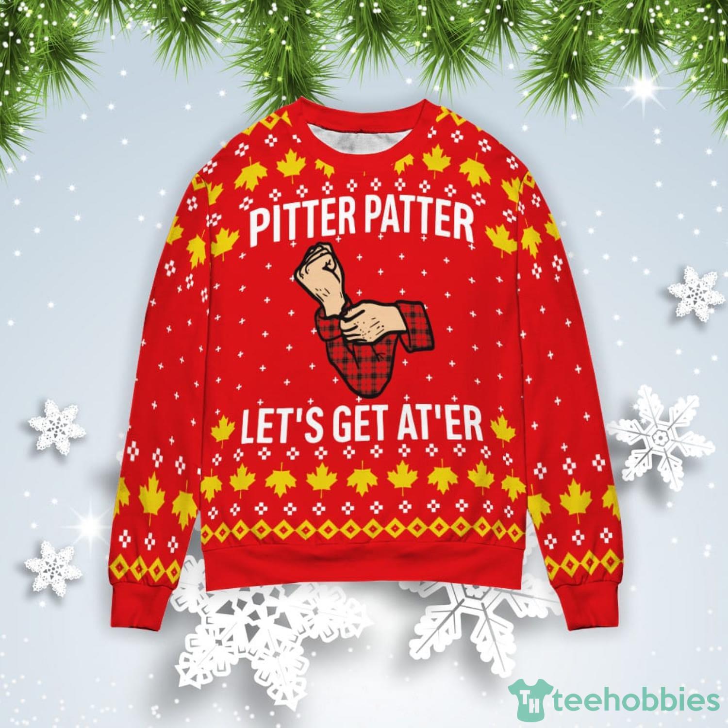 Letterkenny Pitter Patter Let’s Get At’er Christmas Gift Ugly Christmas Sweater Product Photo 1