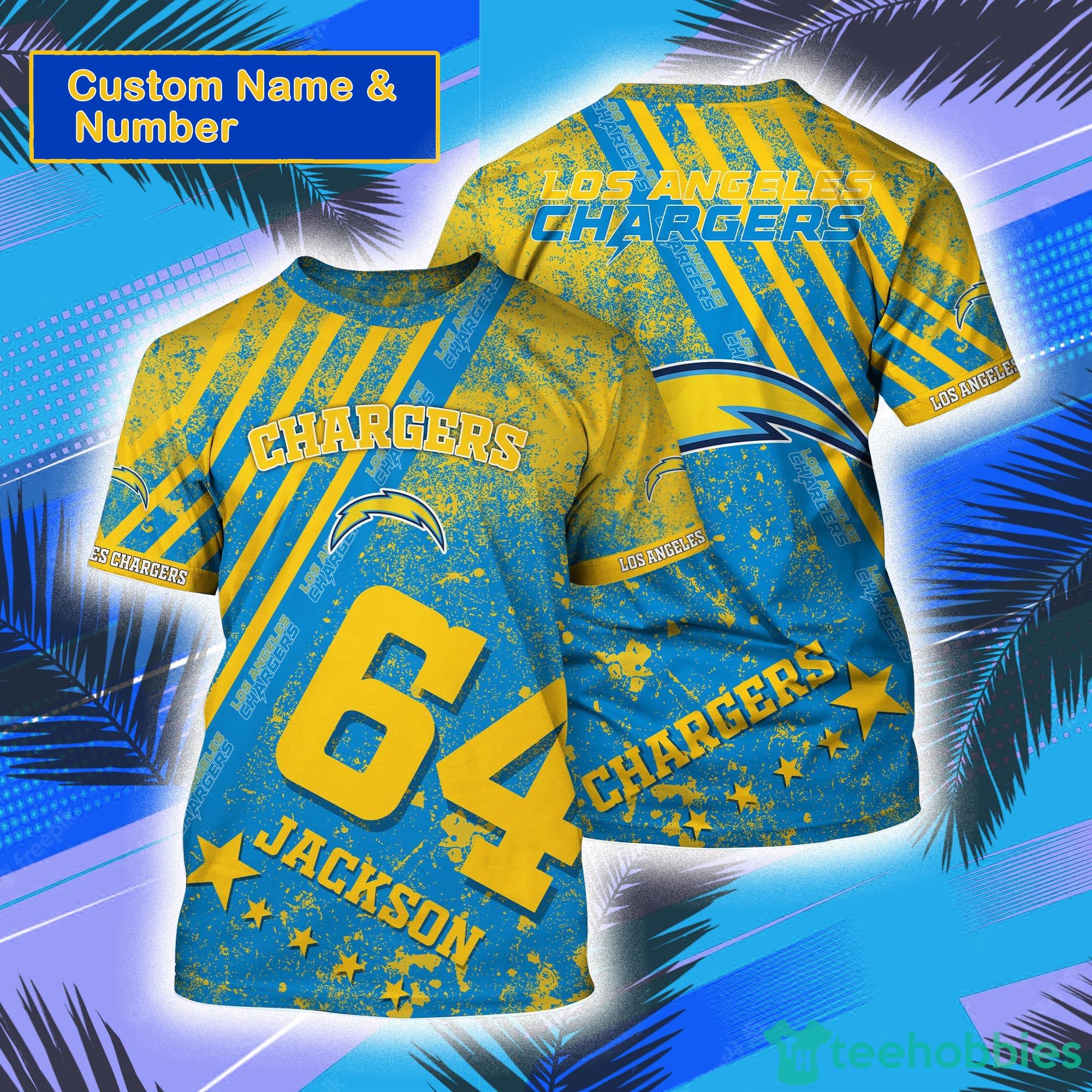 Los Angeles Chargers NFL Custom Name And Number All Over Print 3D T-Shirt Product Photo 1