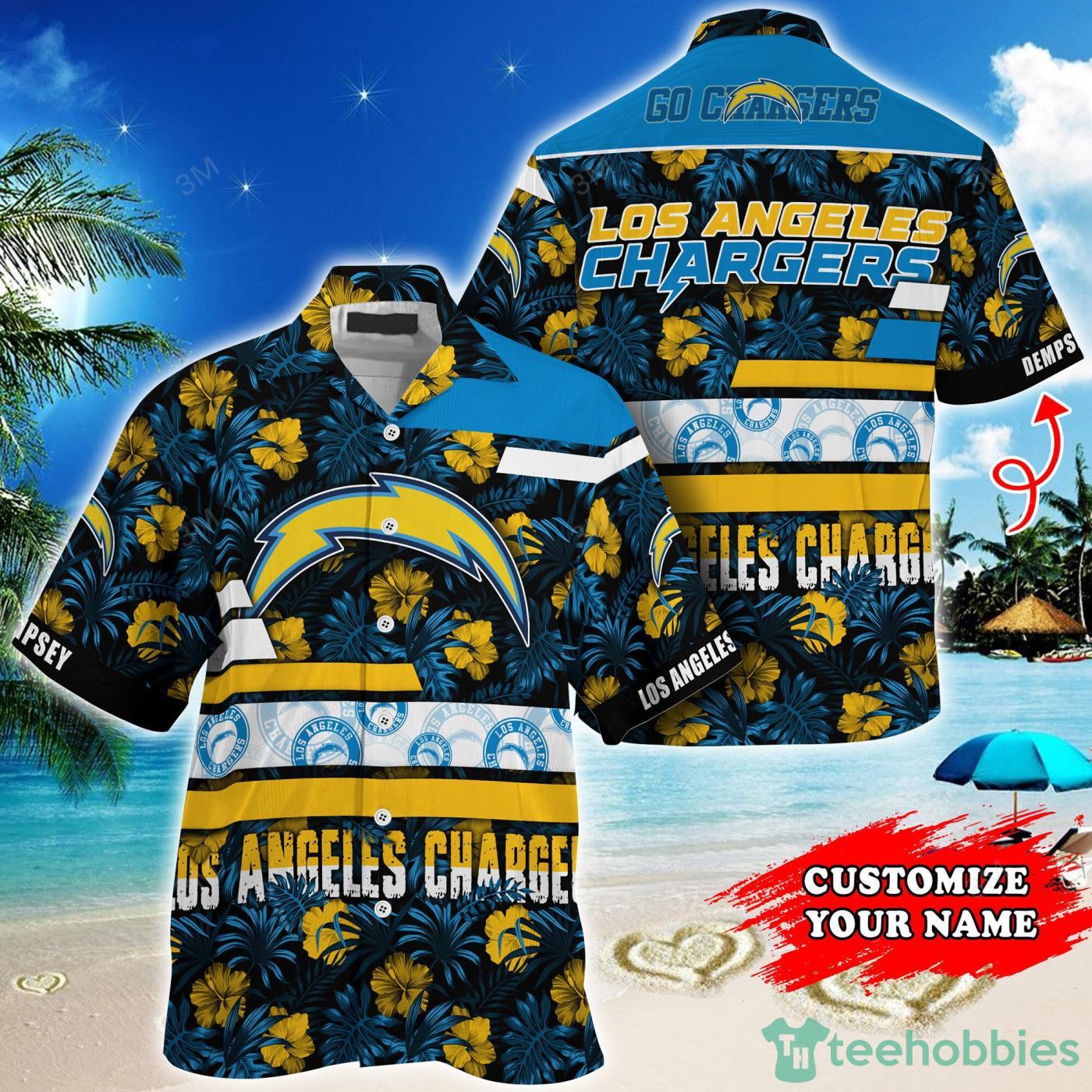 Los Angeles Chargers NFL Personalized Tropical Habicus Pattern Short Sleeves Hawaiian Shirt Product Photo 1