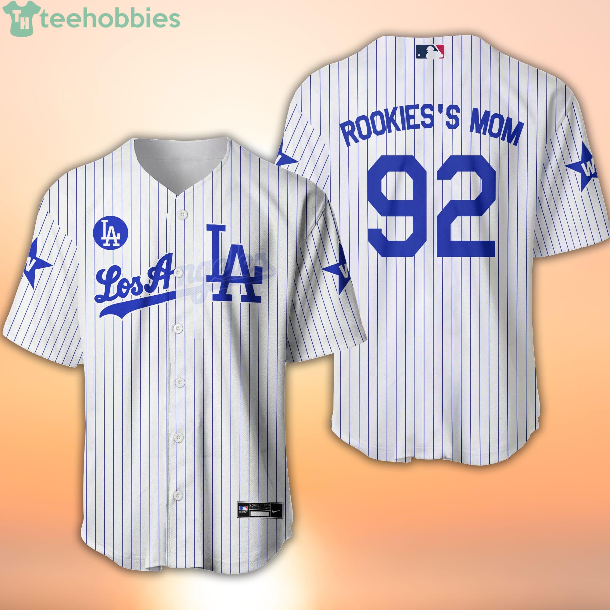 Los Angeles LA White Royal Blue Cartoon Baseball Jersey Shirt