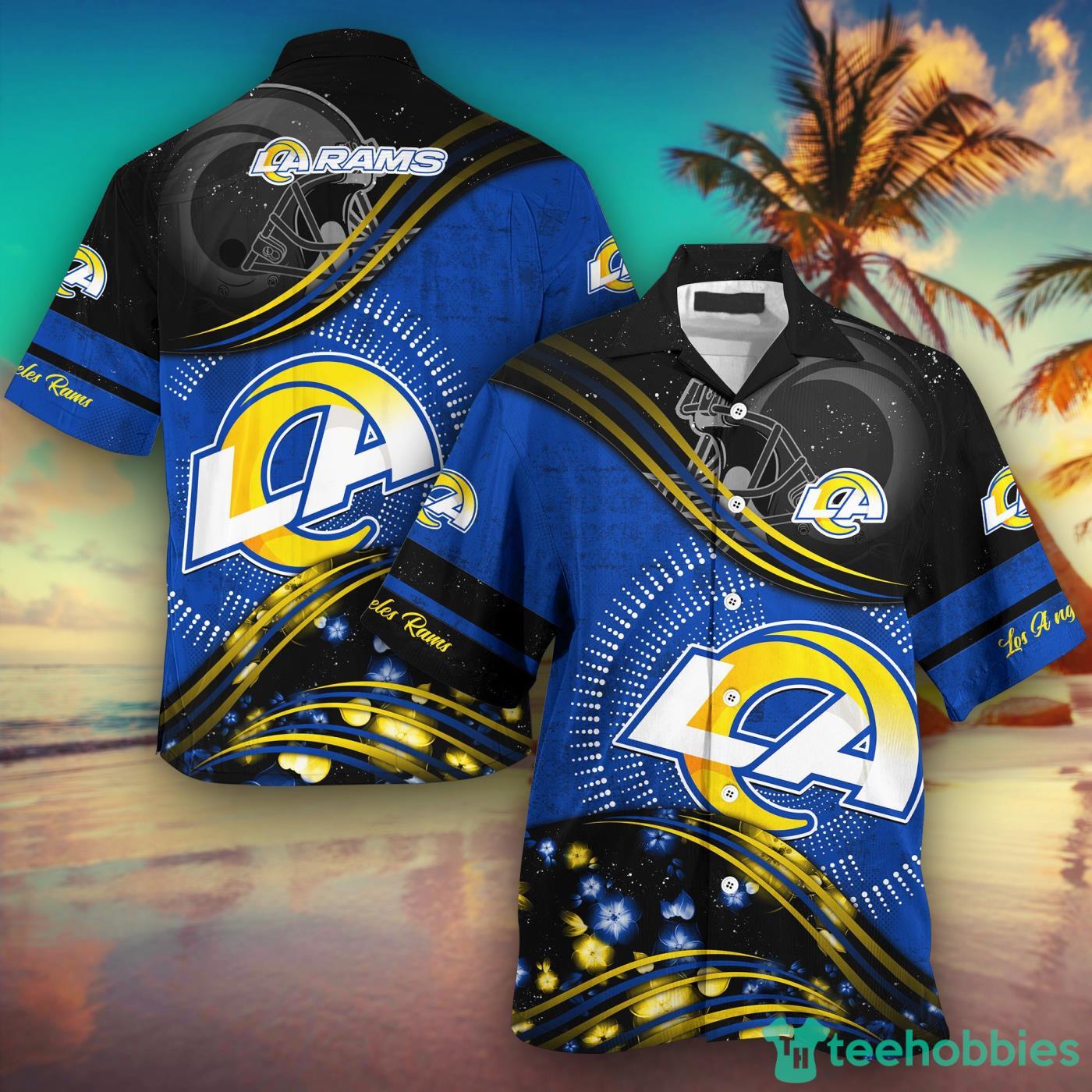 Los Angeles Rams NFL And Flowers Short Sleeves Hawaiian Shirt Product Photo 1