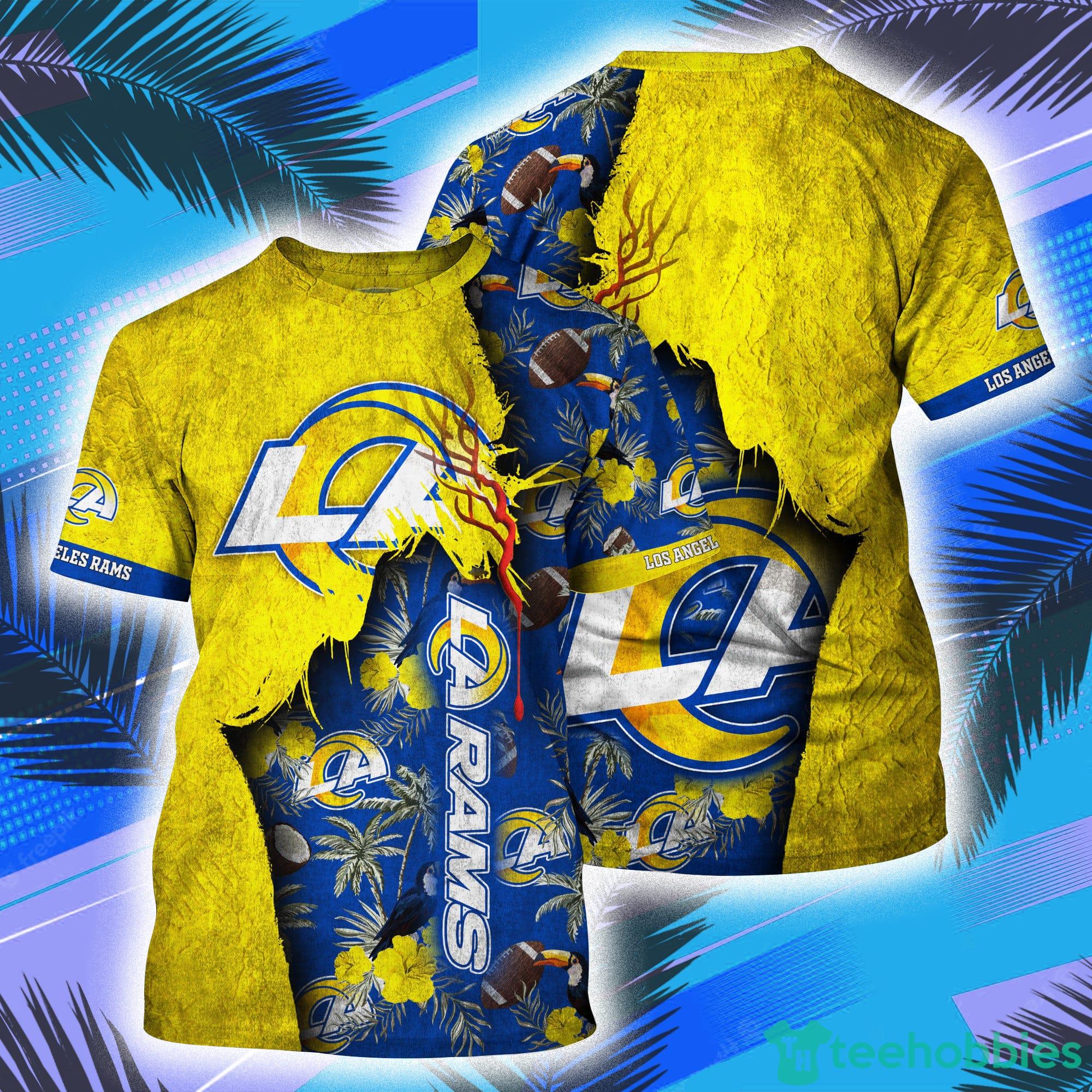 Los Angeles Rams NFL And Grunge Texture All Over Print 3D T-Shirt Product Photo 1