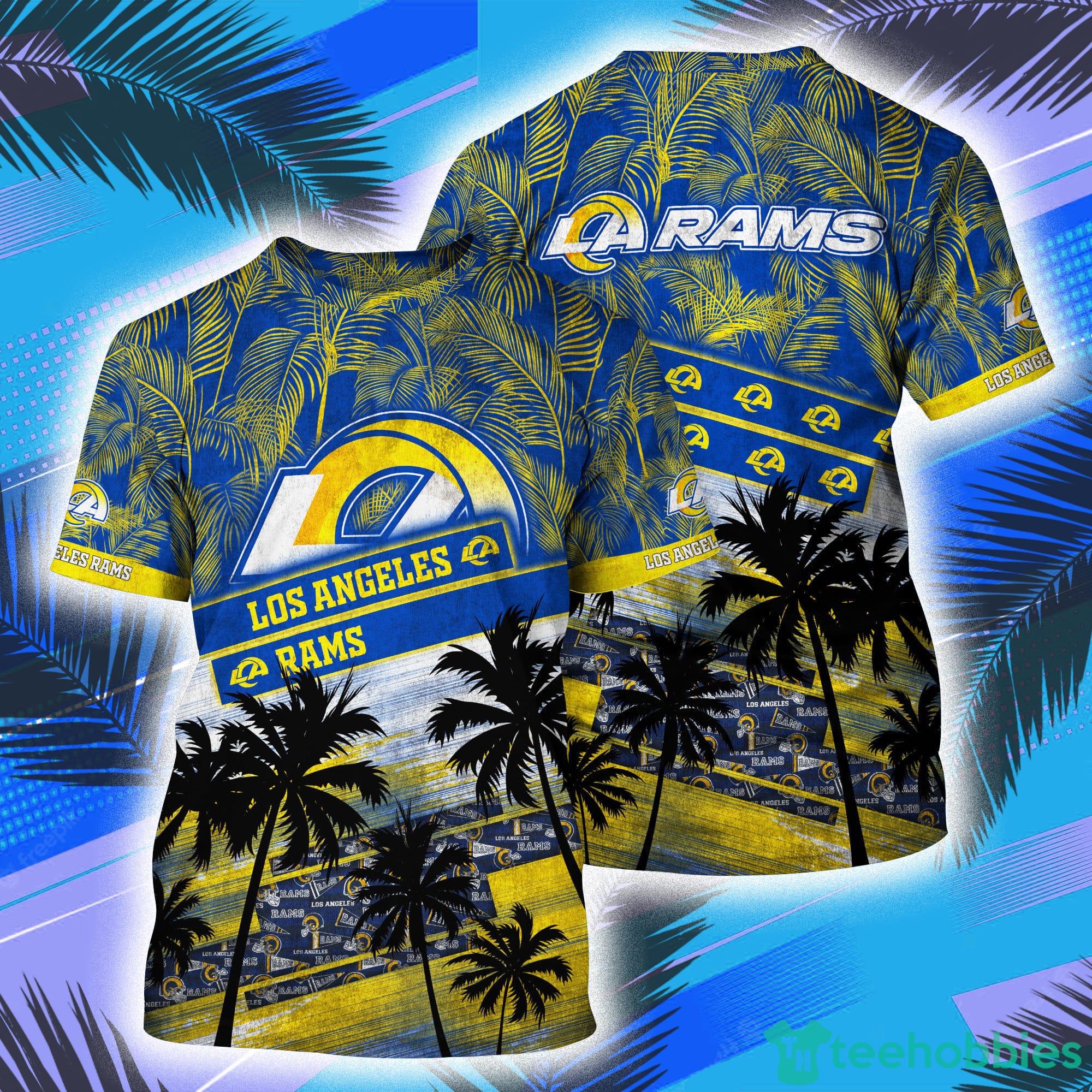 Los Angeles Rams NFL And Tropical Pattern Aloha Hawaii Style 3D T-Shirt Product Photo 1