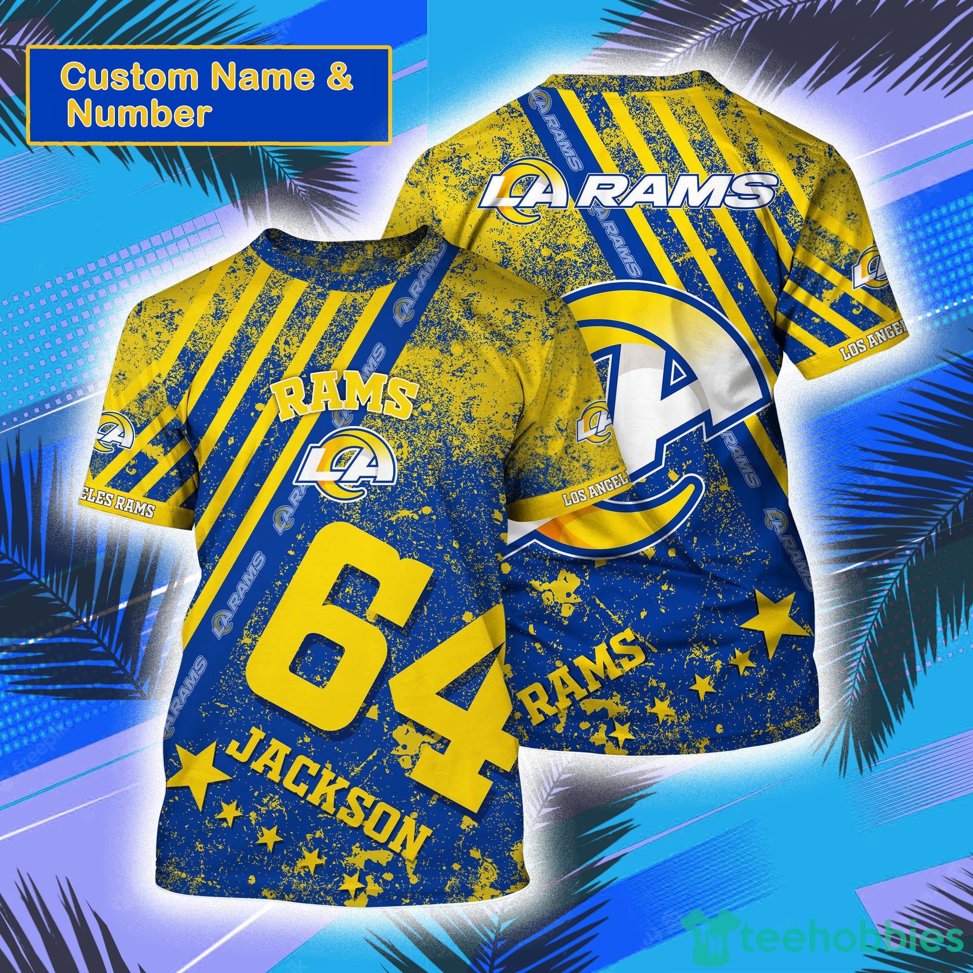 Custom Name Los Angeles Rams All Over Print Baseball Jersey S-5XL