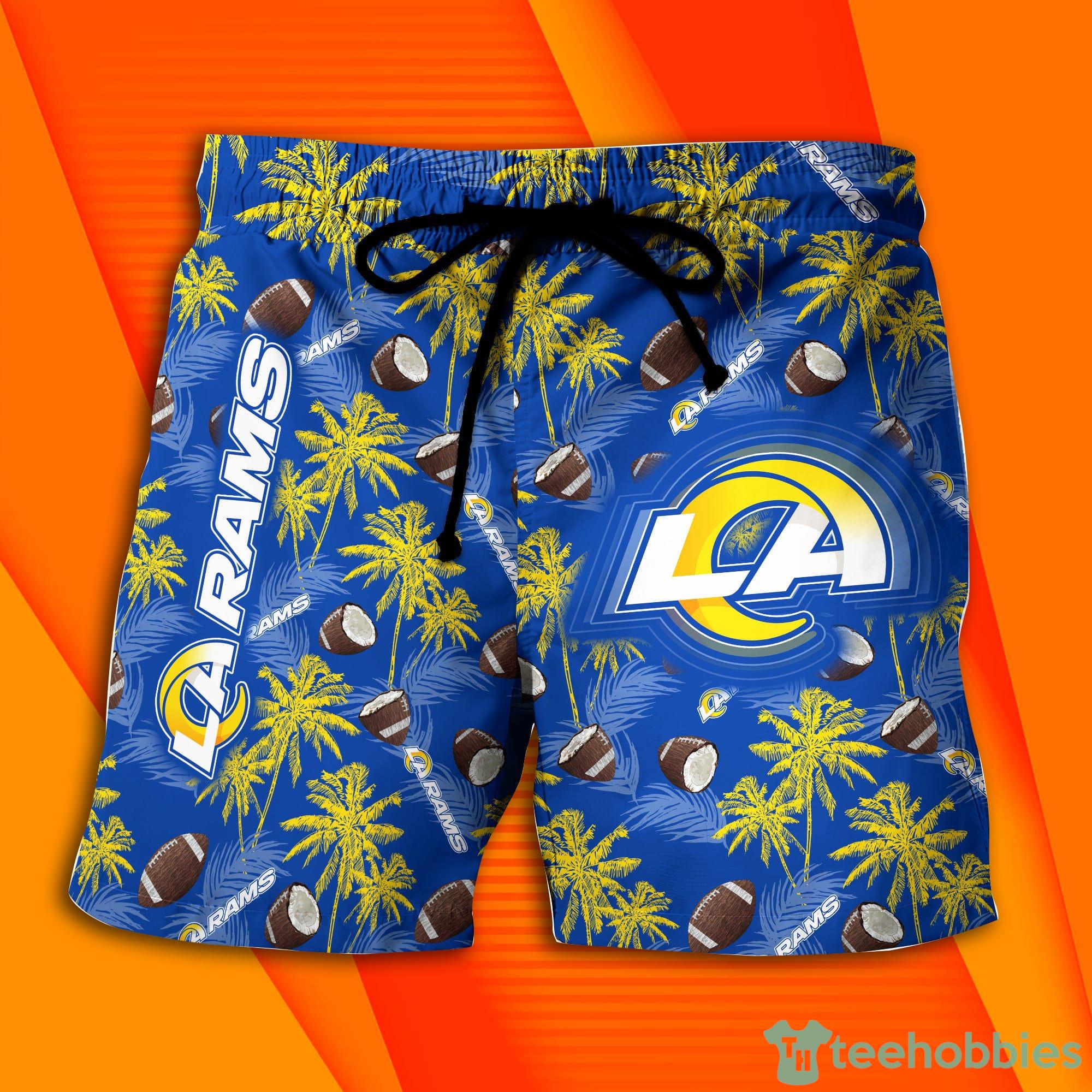 Los Angeles Rams NFL Palm Trees Pattern Combo Hawaiian Shirt And Short Pants