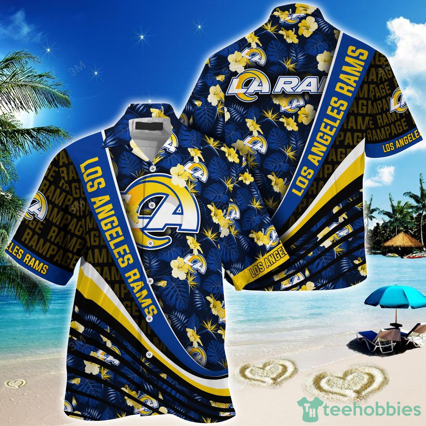 Los Angeles Rams NFL Tropical Flowers Pattern Short Sleeves Hawaiian Shirt Product Photo 1