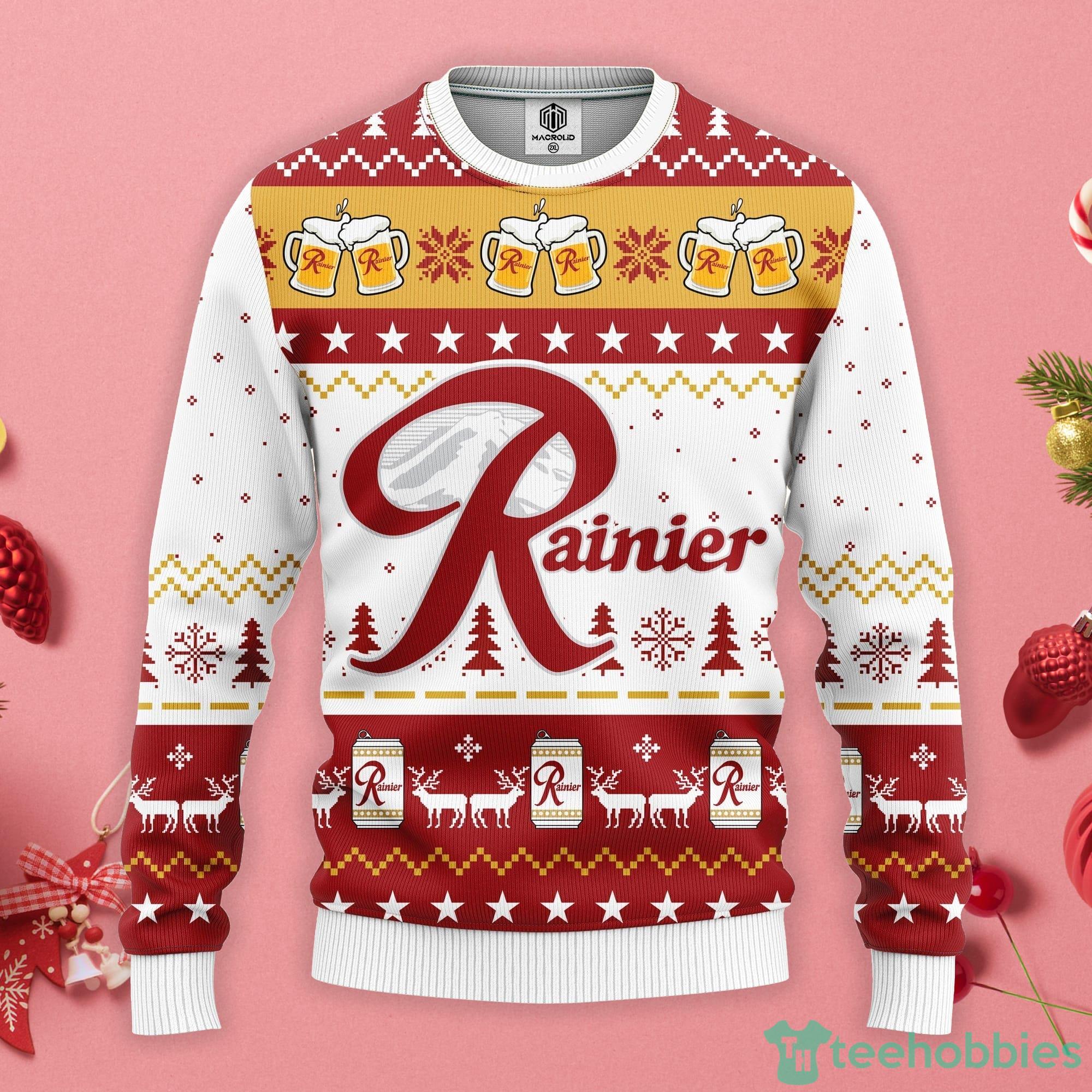 Love Beer Rainier Beer Ugly Christmas Sweater Product Photo 1