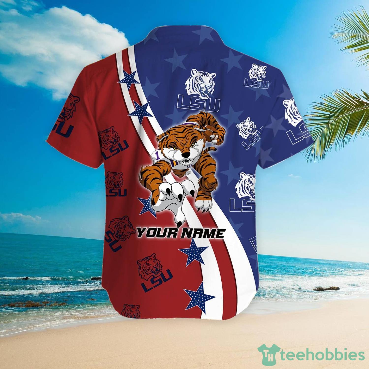 LSU Tigers American Flag Custom Name Hawaiian Shirt Product Photo 5
