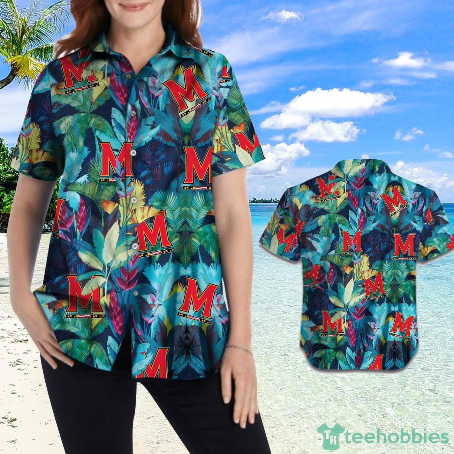 Maryland Terrapins Floral Tropical Hawaiian Shirt Product Photo 2