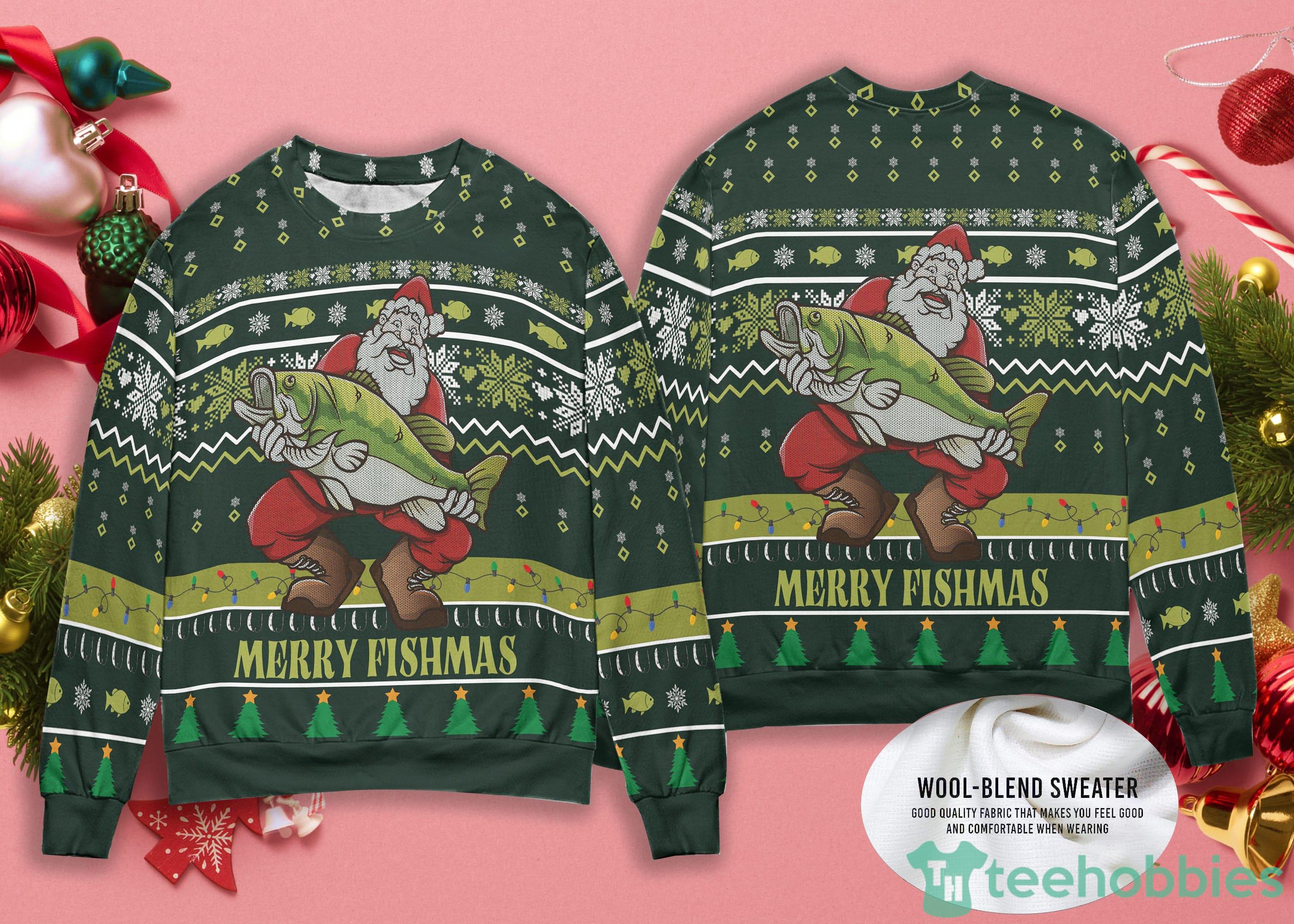 Merry Fishmas T-shirt, Christmas Fishing Shirt, Fisherman Gift