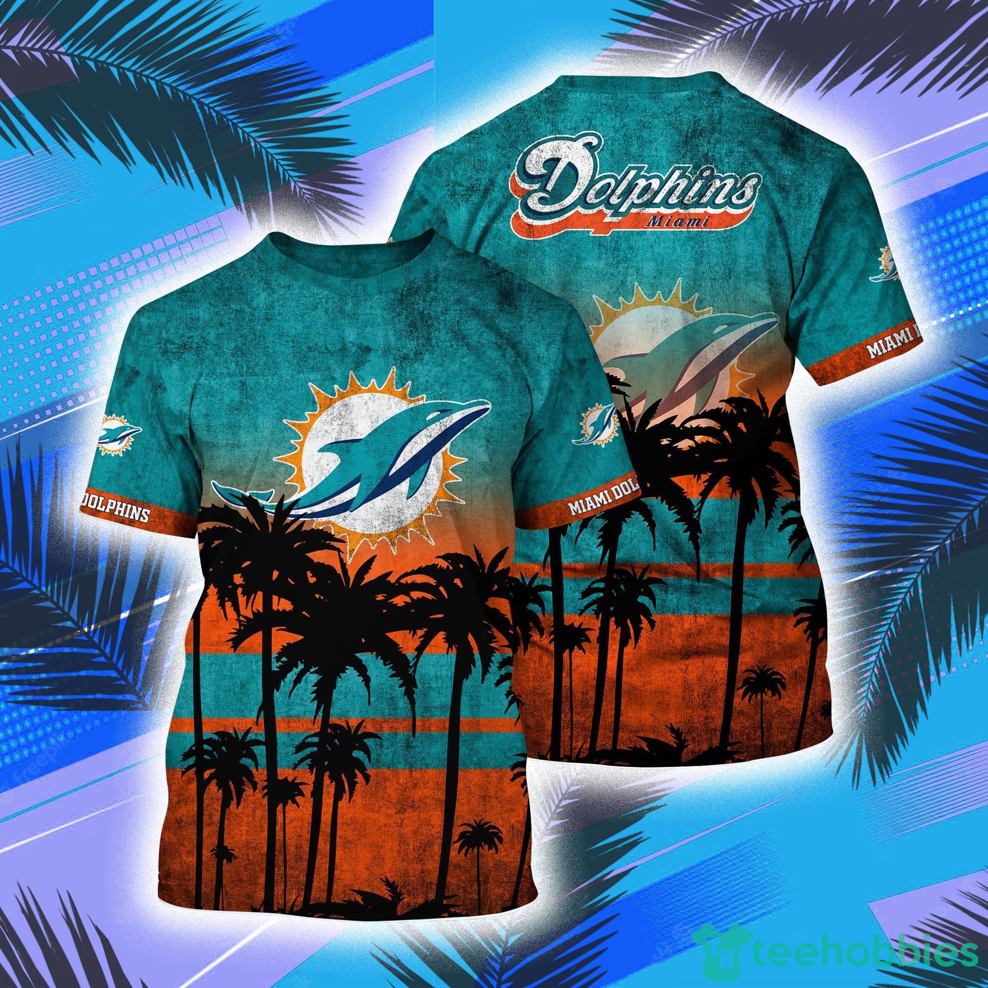 Miami Dolphins NFL And Grunge Texture All Over Print 3D T-Shirt Product Photo 1
