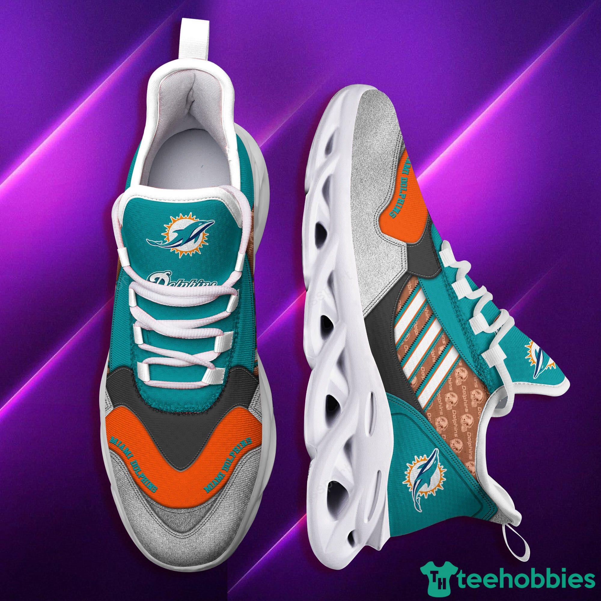 Miami Dolphins NFL Black And White Max Soul Sneakers Sport Shoes Product Photo 1
