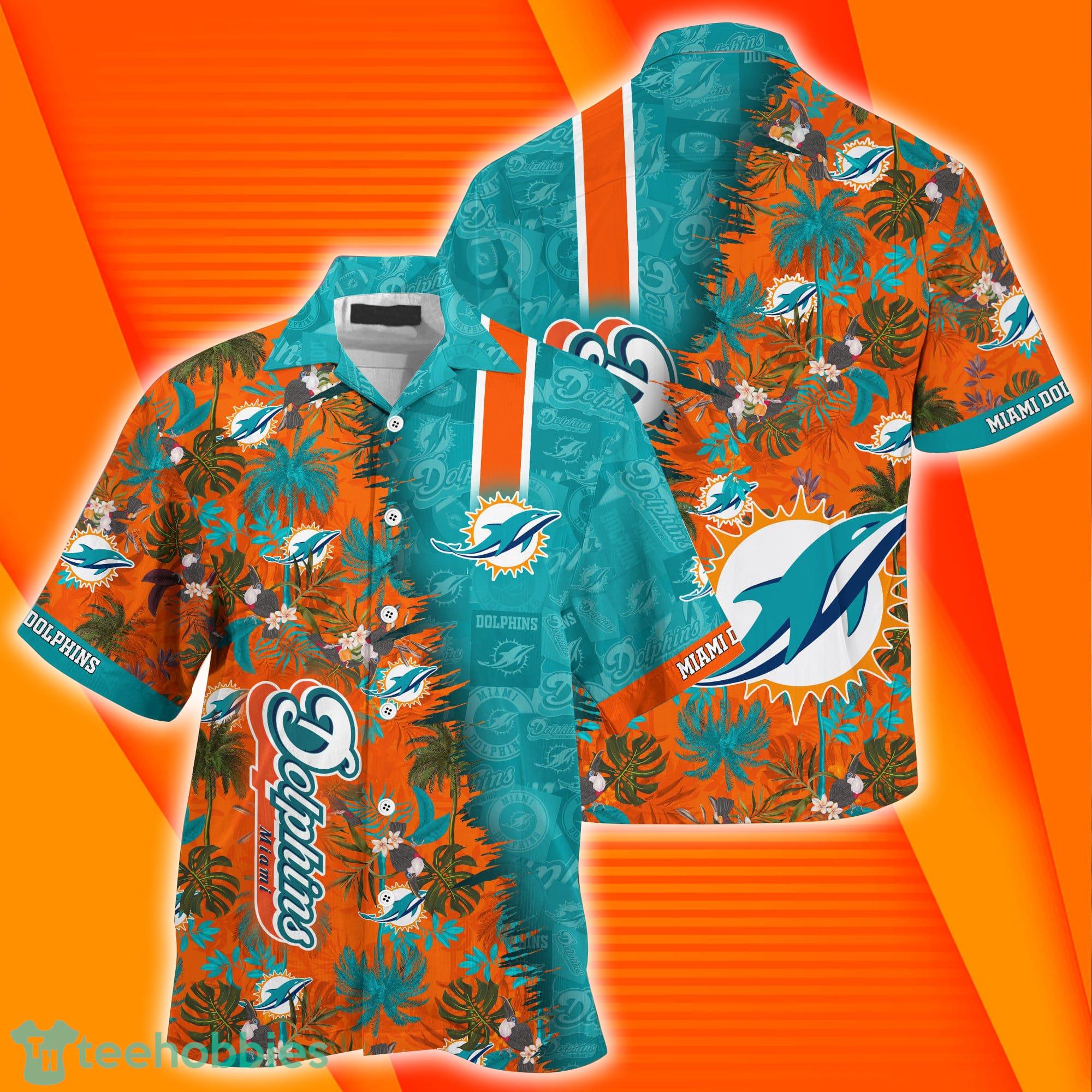 Miami Dolphins NFL Logo Pattern Combo Summer Hawaiian Shirt And Pants Product Photo 1
