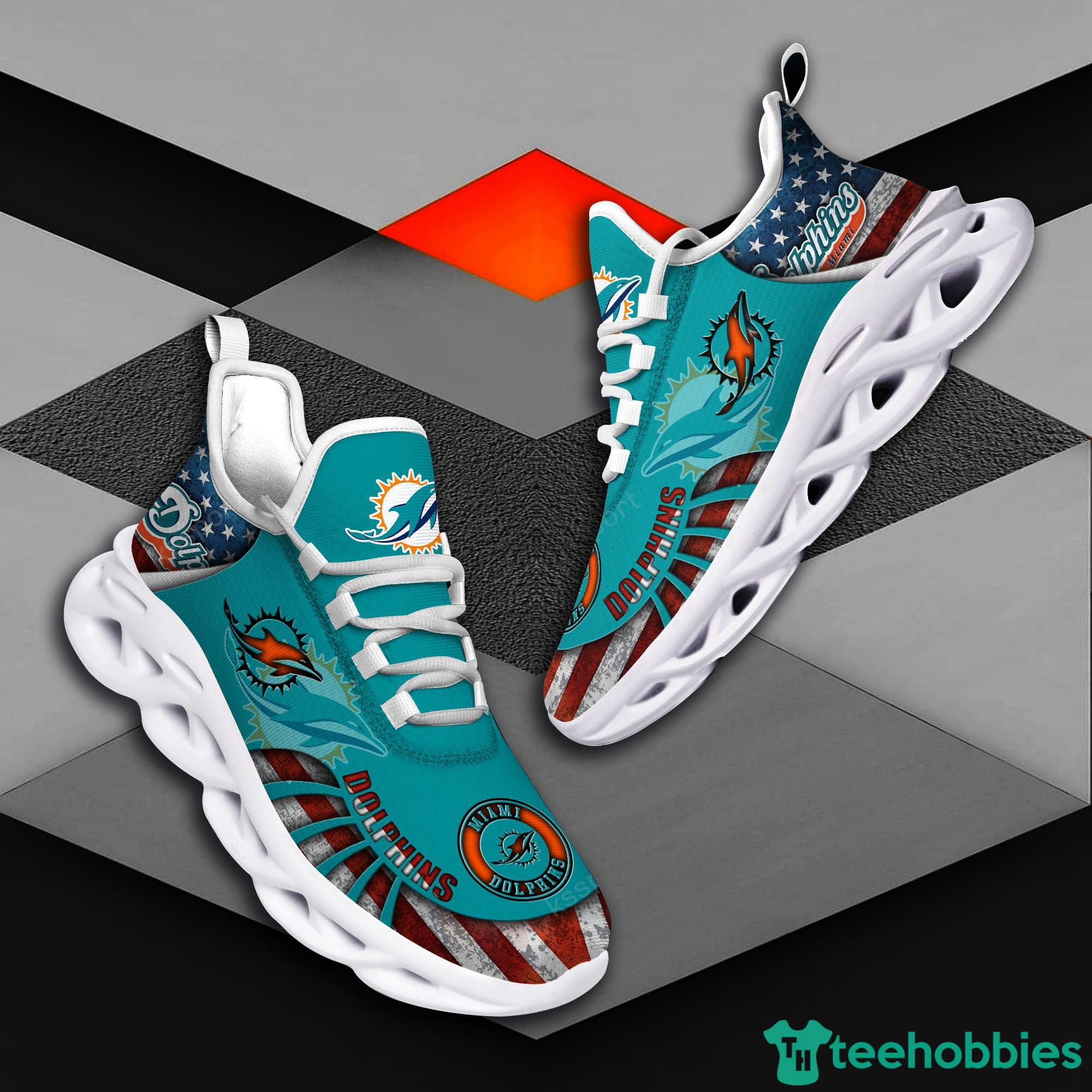 Miami Dolphins Xmas Pattern Max Soul Sneakers Snowflakes Christmas Shoes -  YesItCustom