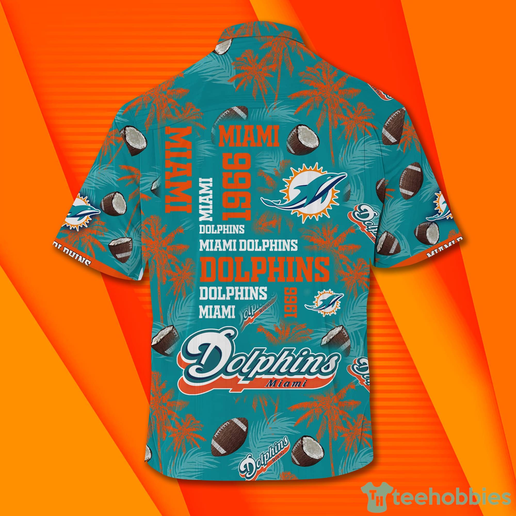 Miami Dolphins 2 Piece Hawaiian Shirts Beach Shorts Set Casual Zip