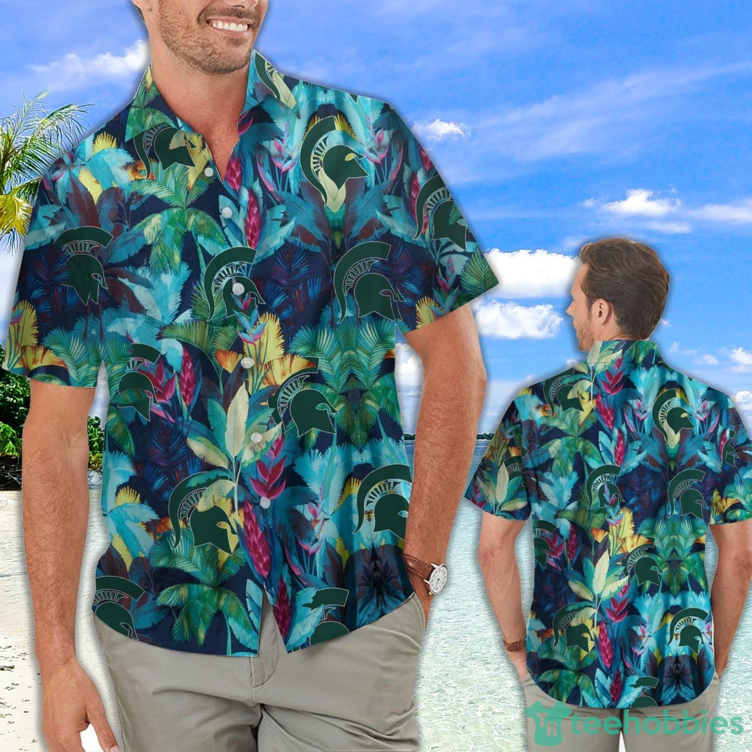 Michigan State Spartans Floral Tropical Hawaiian Shirt Product Photo 1