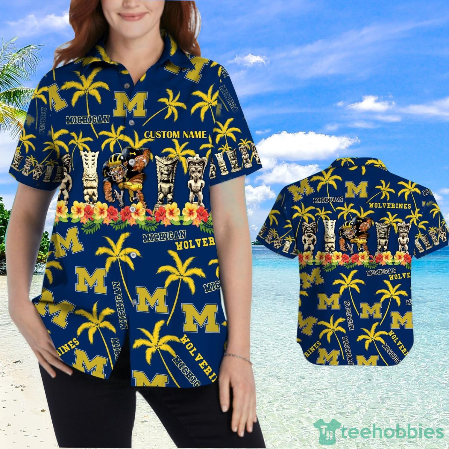 Michigan Wolverines Custom Name Hawaiian Shirt Product Photo 2