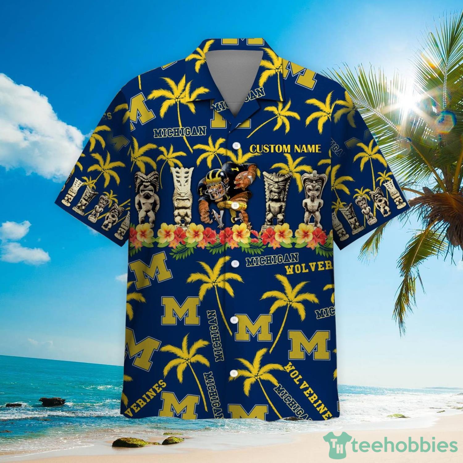 Michigan Wolverines Custom Name Hawaiian Shirt Product Photo 3