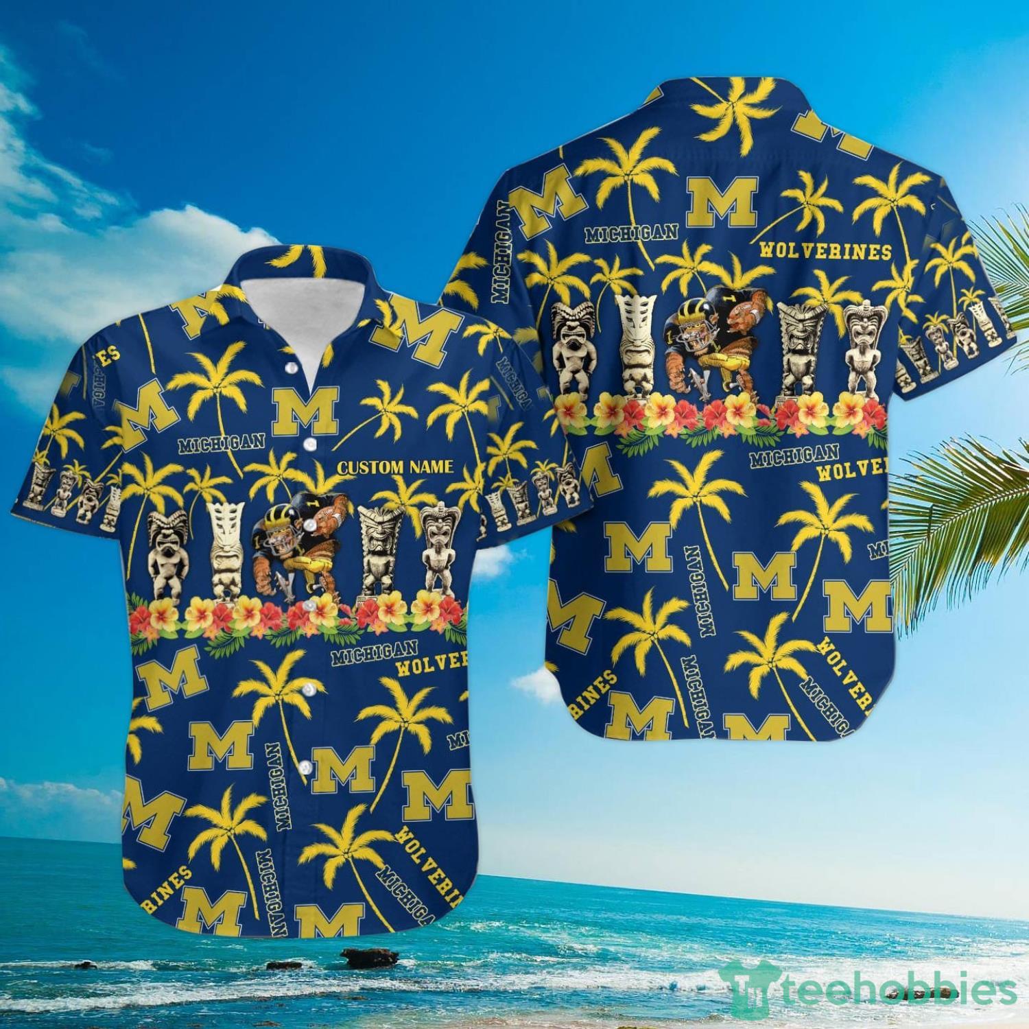 Michigan Wolverines Custom Name Hawaiian Shirt Product Photo 4
