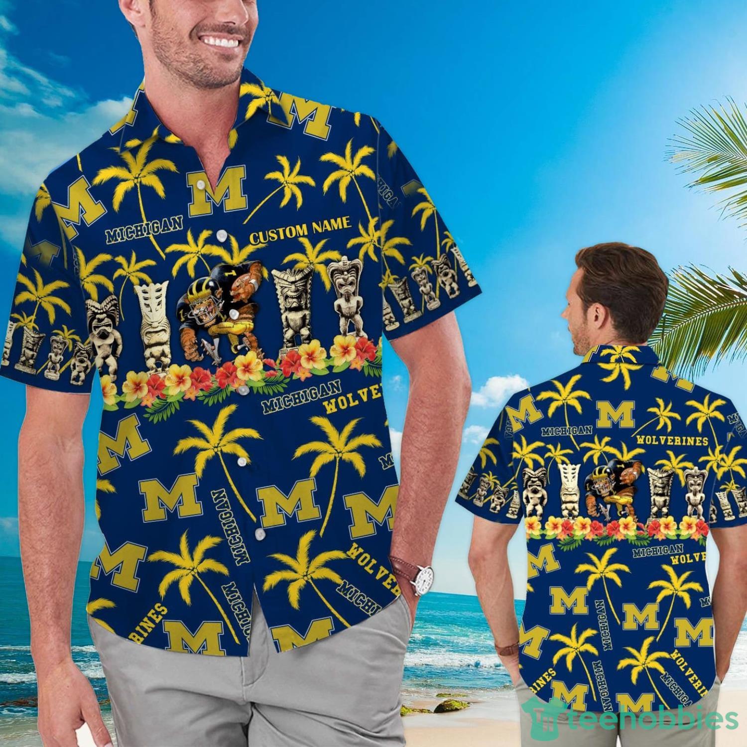 Michigan Wolverines Custom Name Hawaiian Shirt Product Photo 1