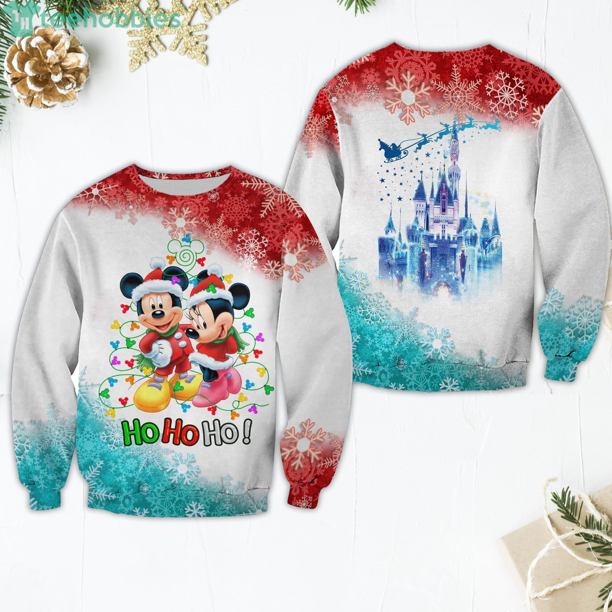 Mickey And Minne Pattern Xmas White 2022 Christmas Disney Cartoon Sweaters Product Photo 1