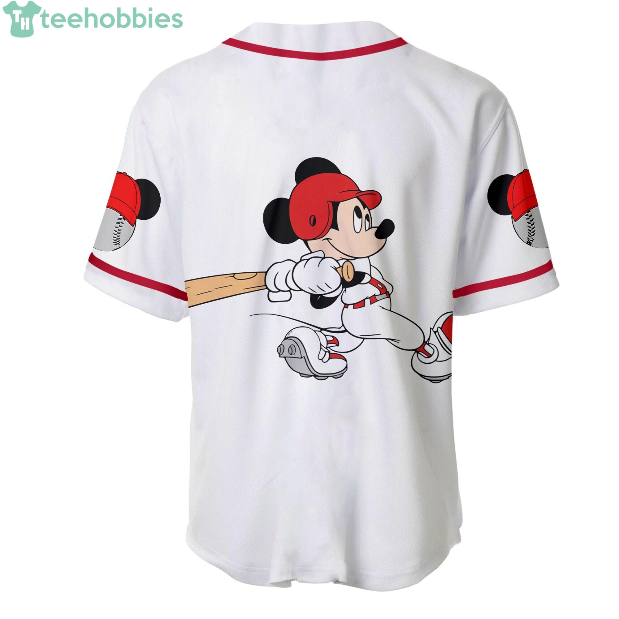 Mickey Mouse White Red, Disney Cartoon Outfits, Custom Baseball Jersey