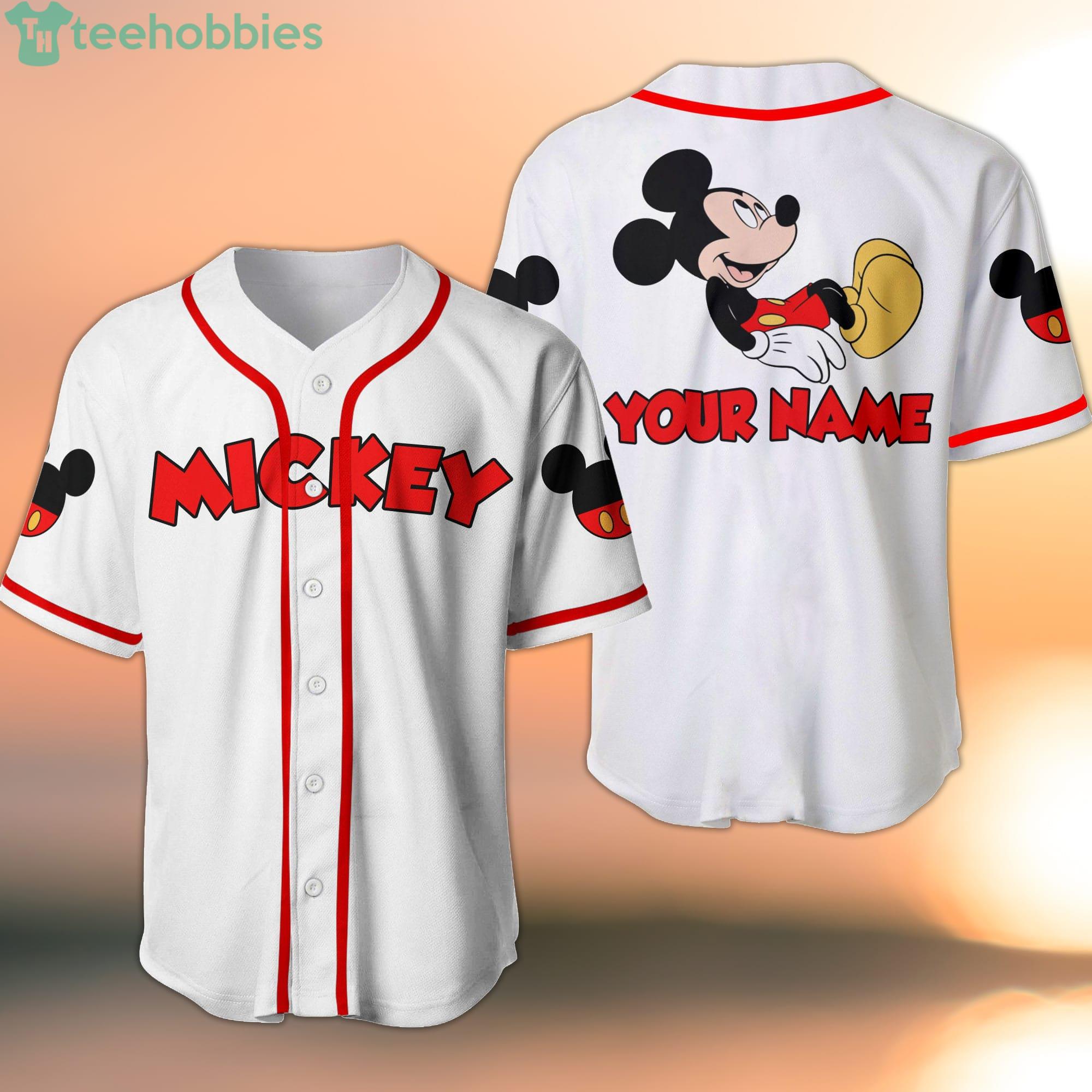 Mickey Mouse White Red Disney Cartoon Custom Name Baseball