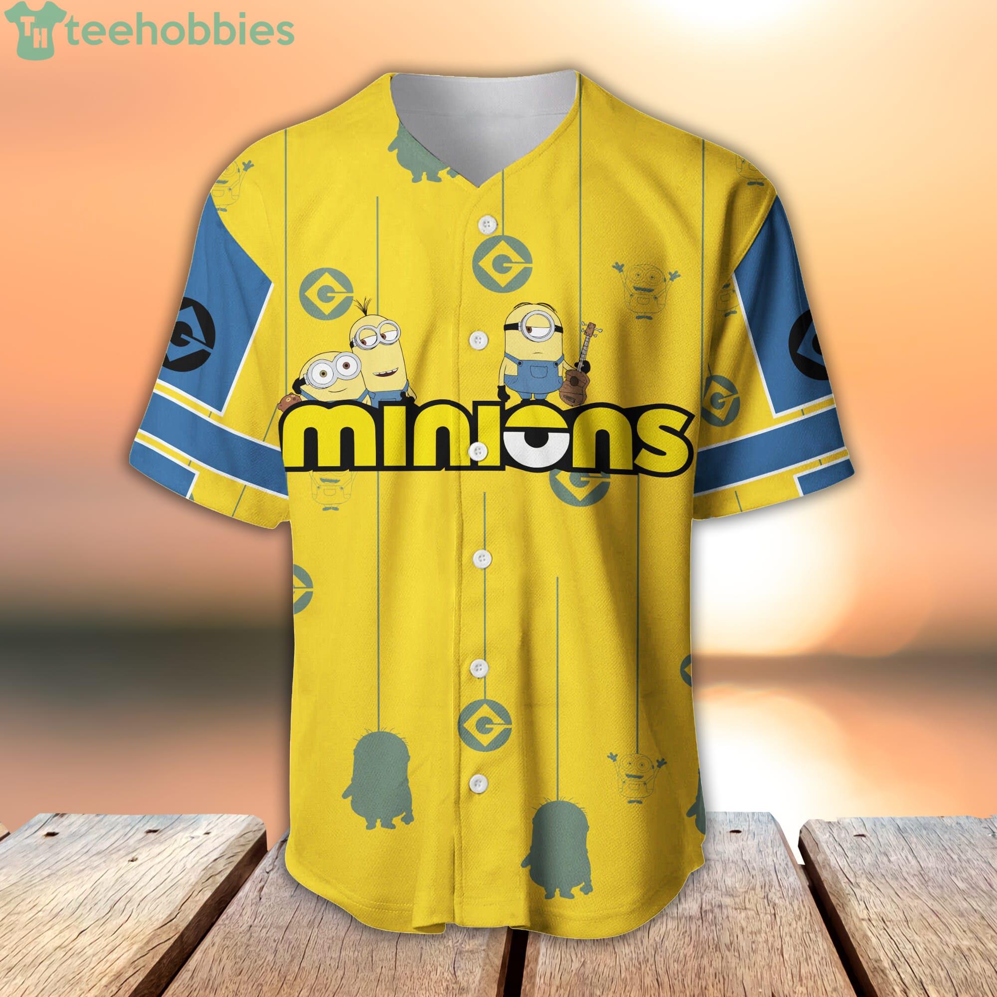 Minions Black Yellow Blue Cartoon Baseball Jersey, Funny Gift Christmas  designed & sold by Printerval