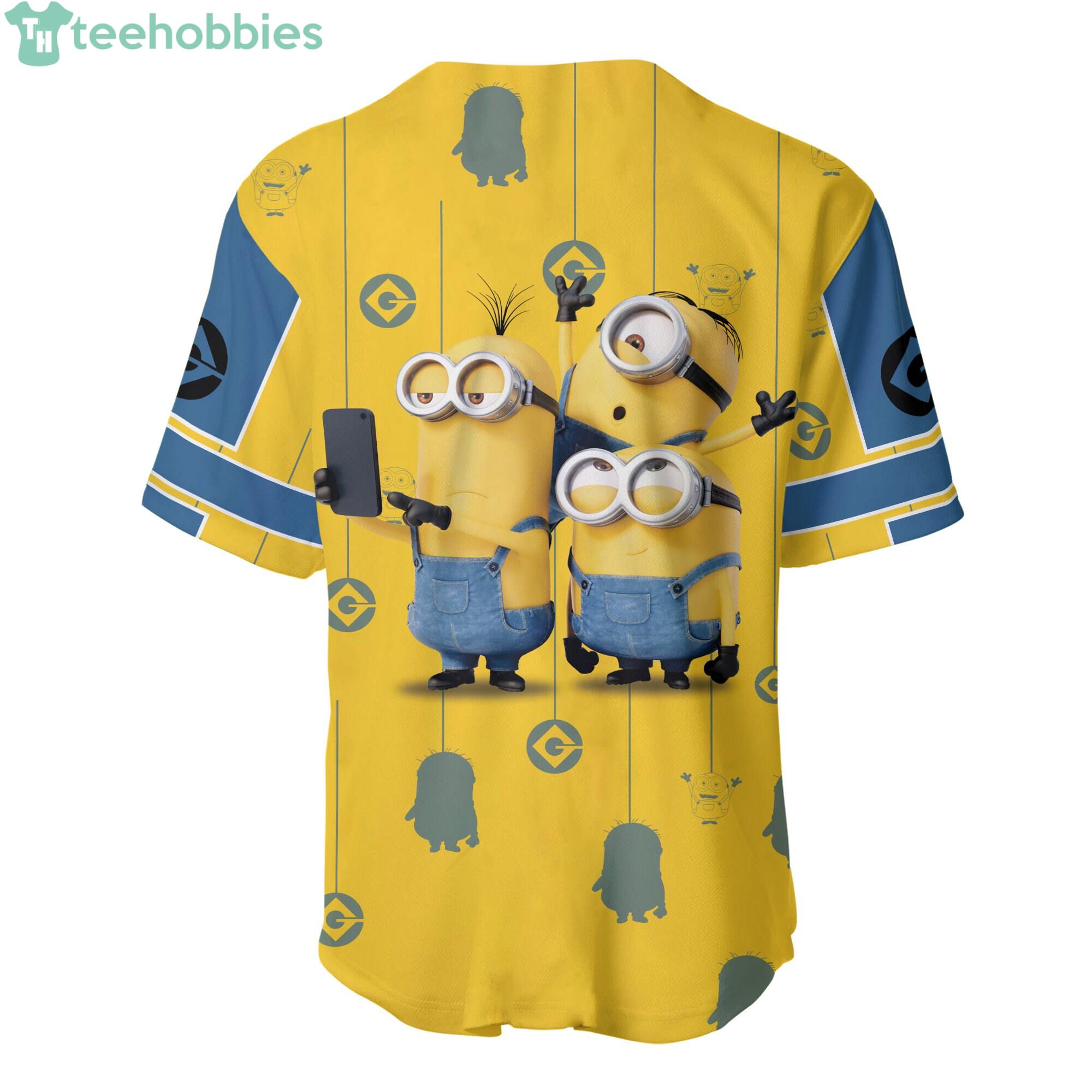 Minions Black Yellow Blue Cartoon Baseball Jersey, Funny Gift Christmas  designed & sold by Printerval