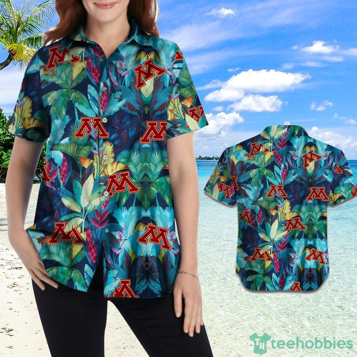 Minnesota Golden Gophers Floral Tropical Hawaiian Shirt Product Photo 2