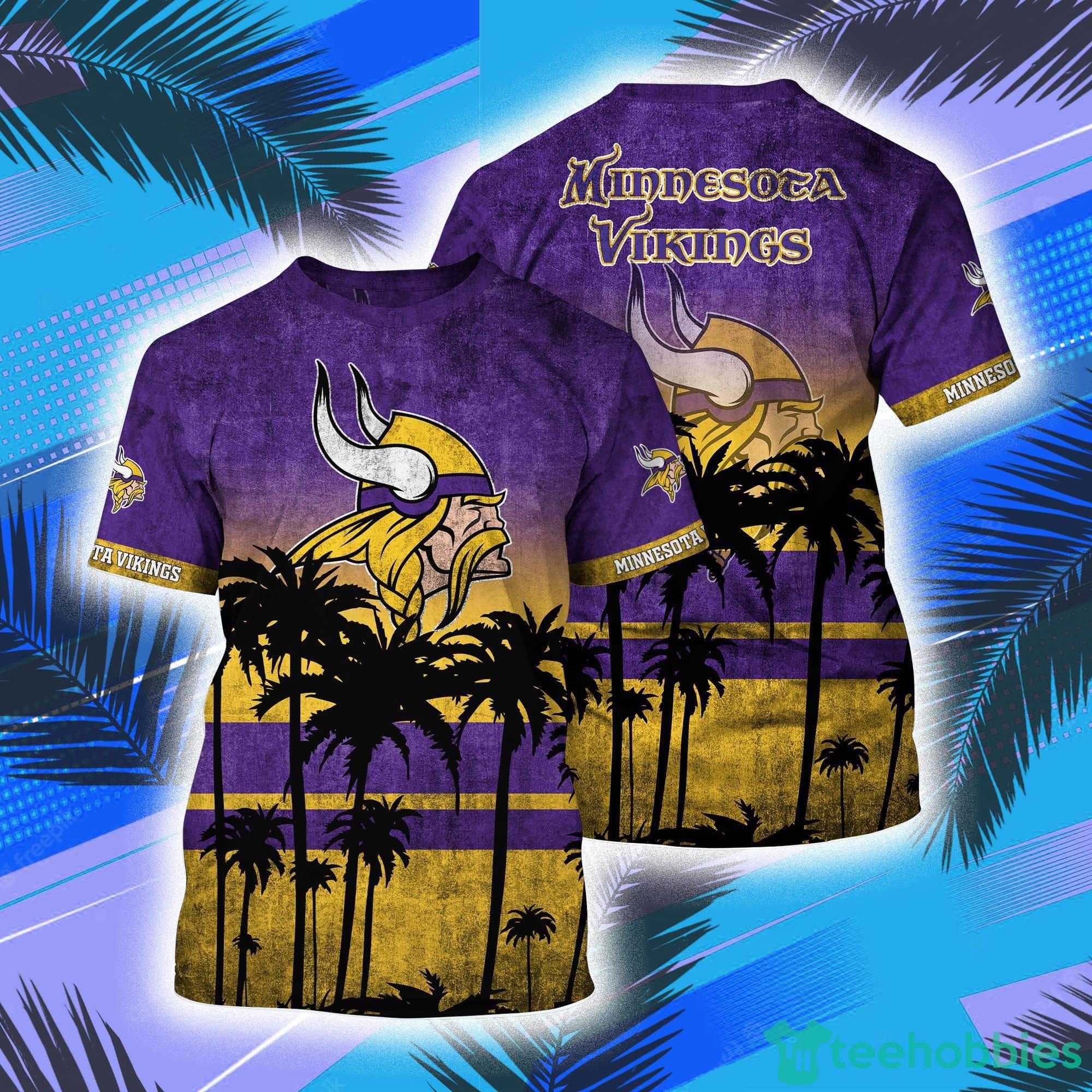 Minnesota Vikings NFL And Palm Trees Hawaii Style 3D T-Shirt Product Photo 1