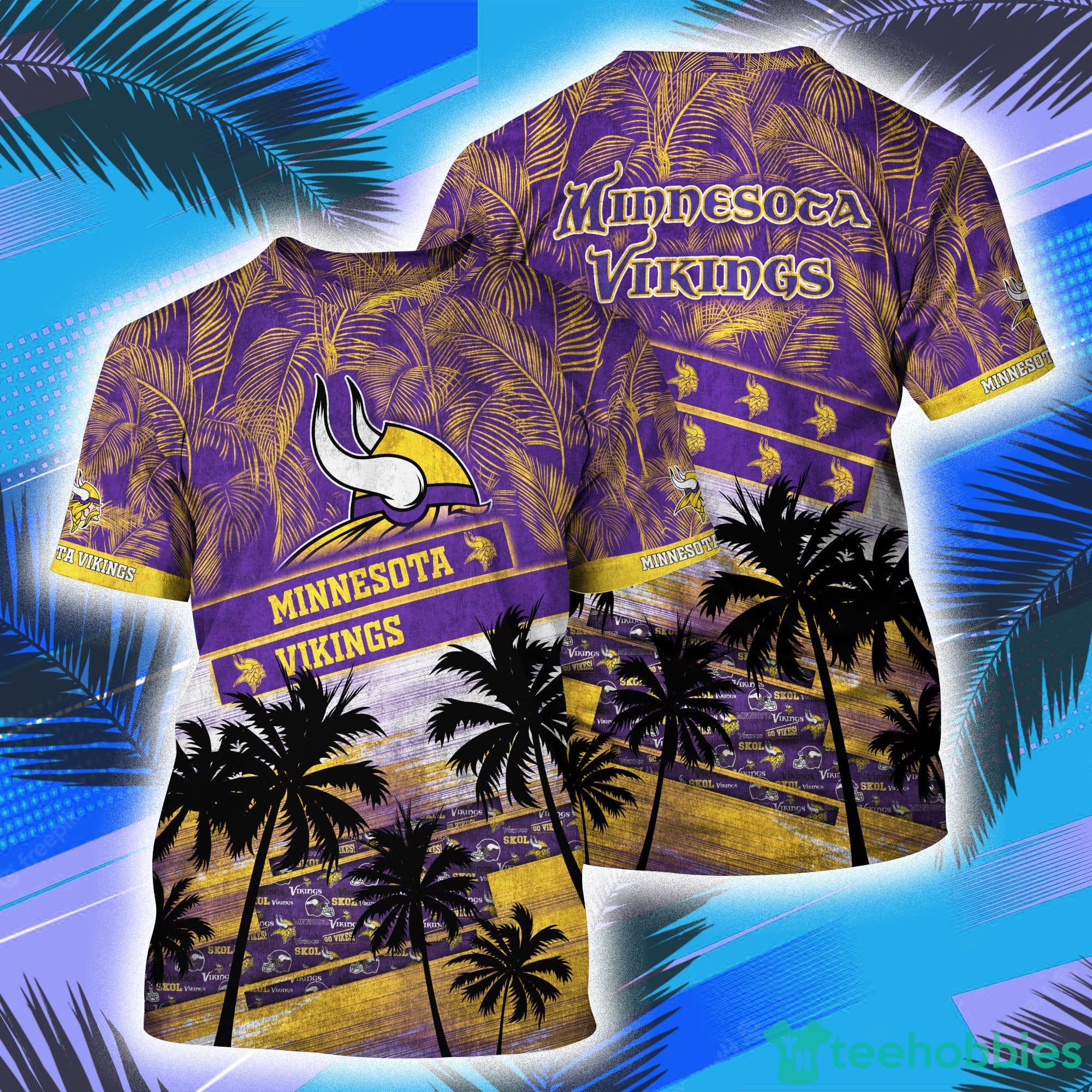Minnesota Vikings NFL And Tropical Pattern Aloha Hawaii Style 3D T-Shirt Product Photo 1