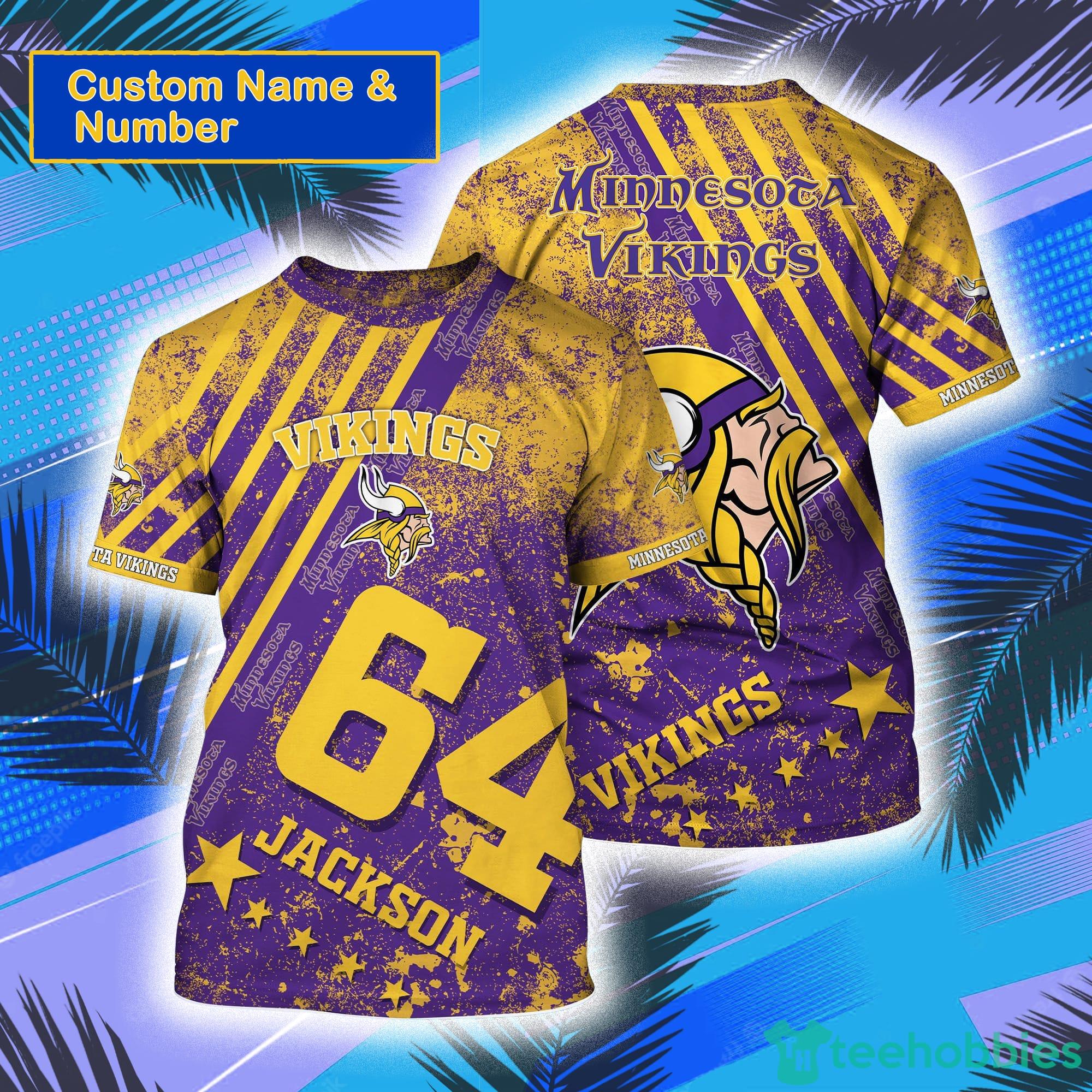 Minnesota Vikings NFL Custom Name And Number All Over Print 3D T-Shirt Product Photo 1
