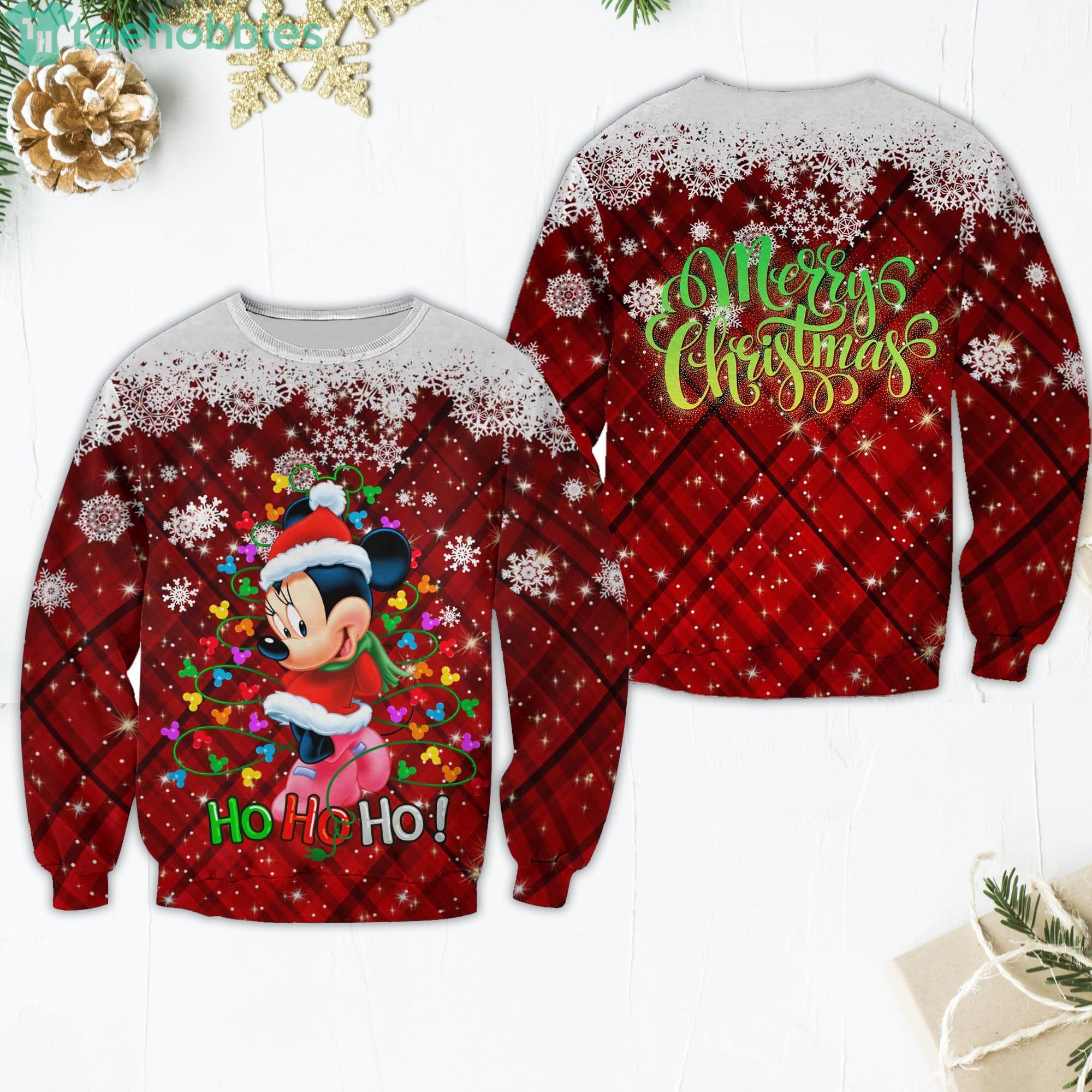 Minnie Mouse Pattern Xmas Red 2022 Christmas Disney Cartoon Sweaters Product Photo 1