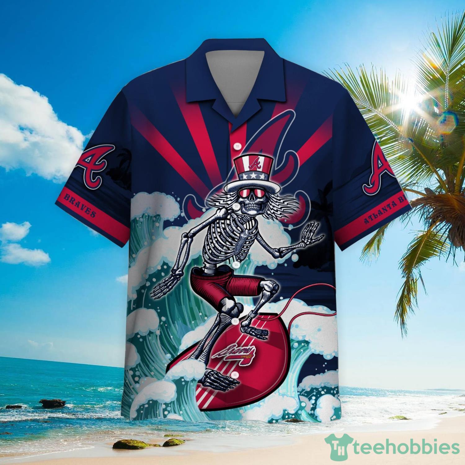 MLB Atlanta Braves Grateful Dead Hawaiian Shirt Product Photo 2