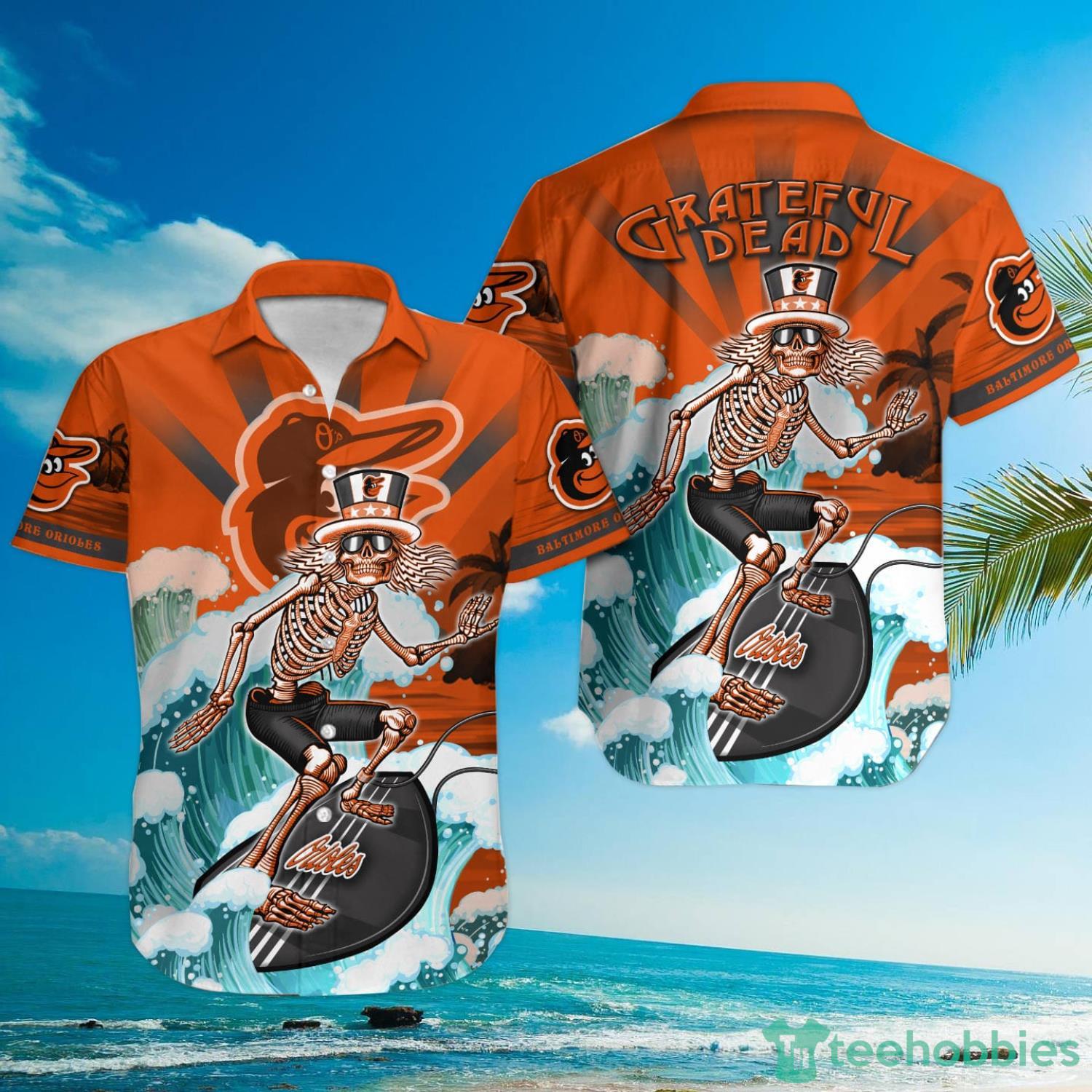 MLB BaltIron Maidenore Orioles Grateful Dead Hawaiian Shirt Product Photo 1