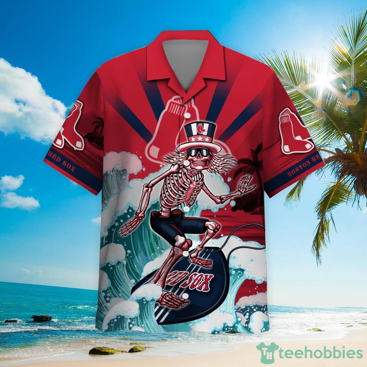 MLB Boston Red Sox Grateful Dead Hawaiian Shirt Product Photo 2