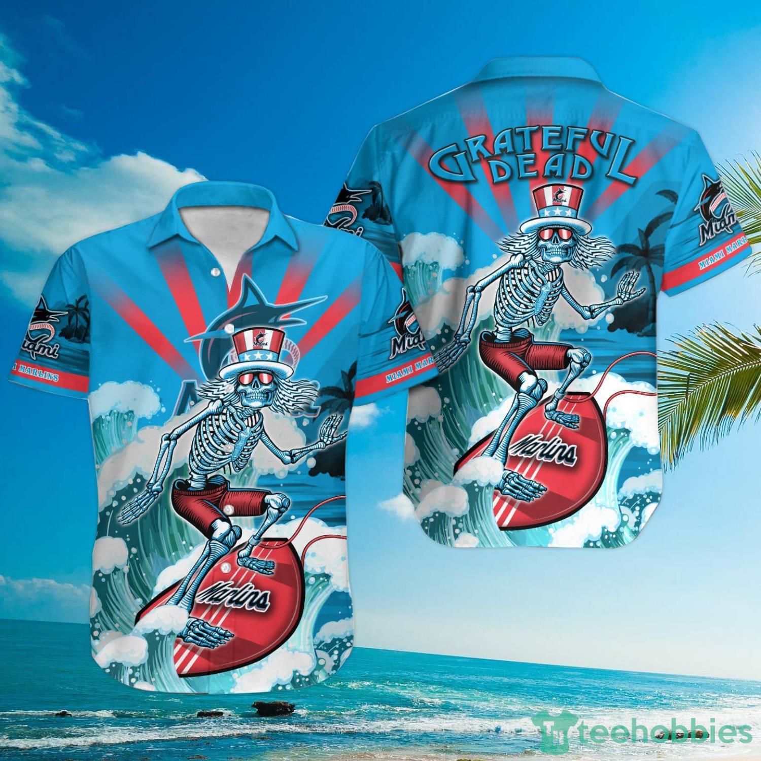 MLB Miami Marlins Grateful Dead Hawaiian Shirt Product Photo 1