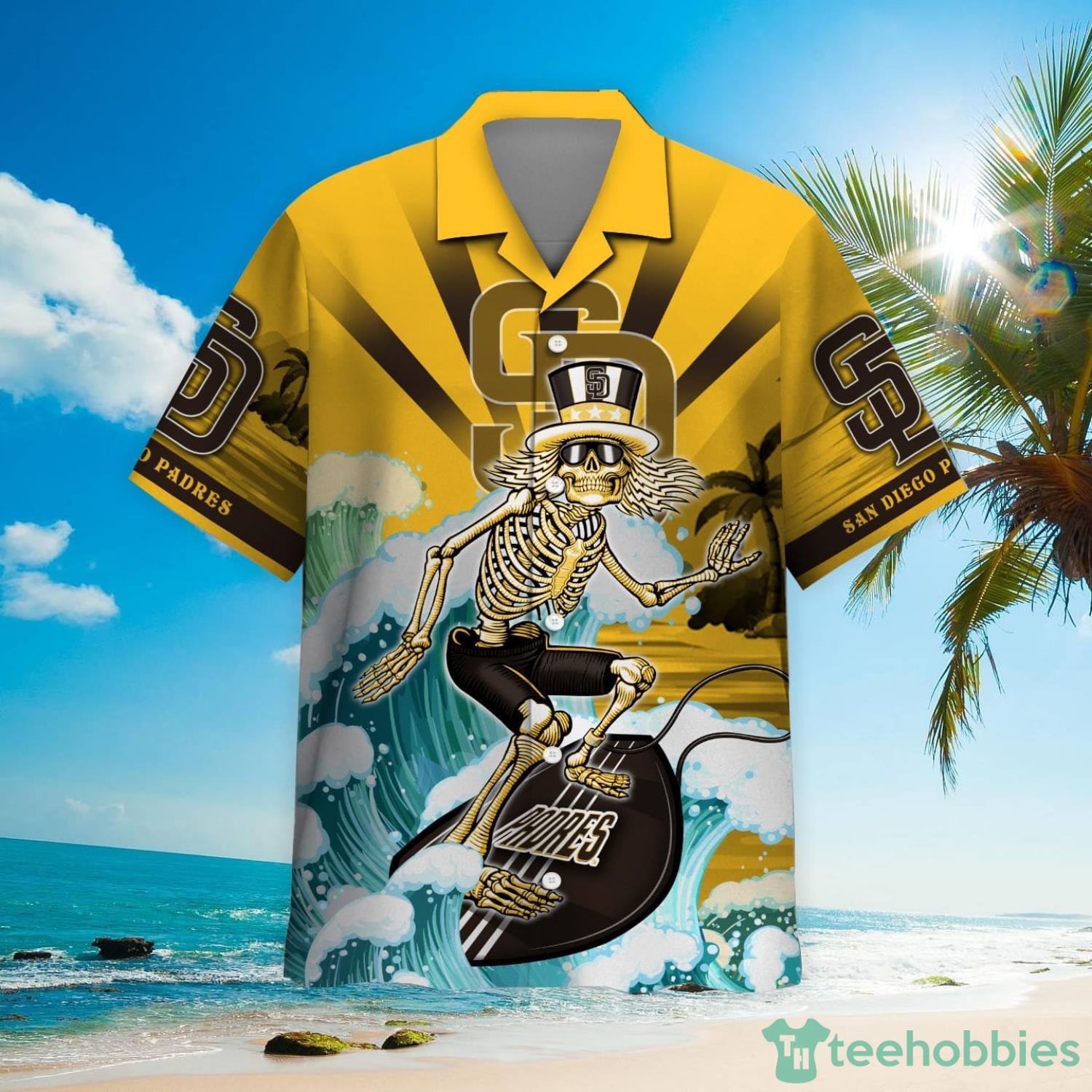 MLB San Diego Padres Grateful Dead Hawaiian Shirt Product Photo 2