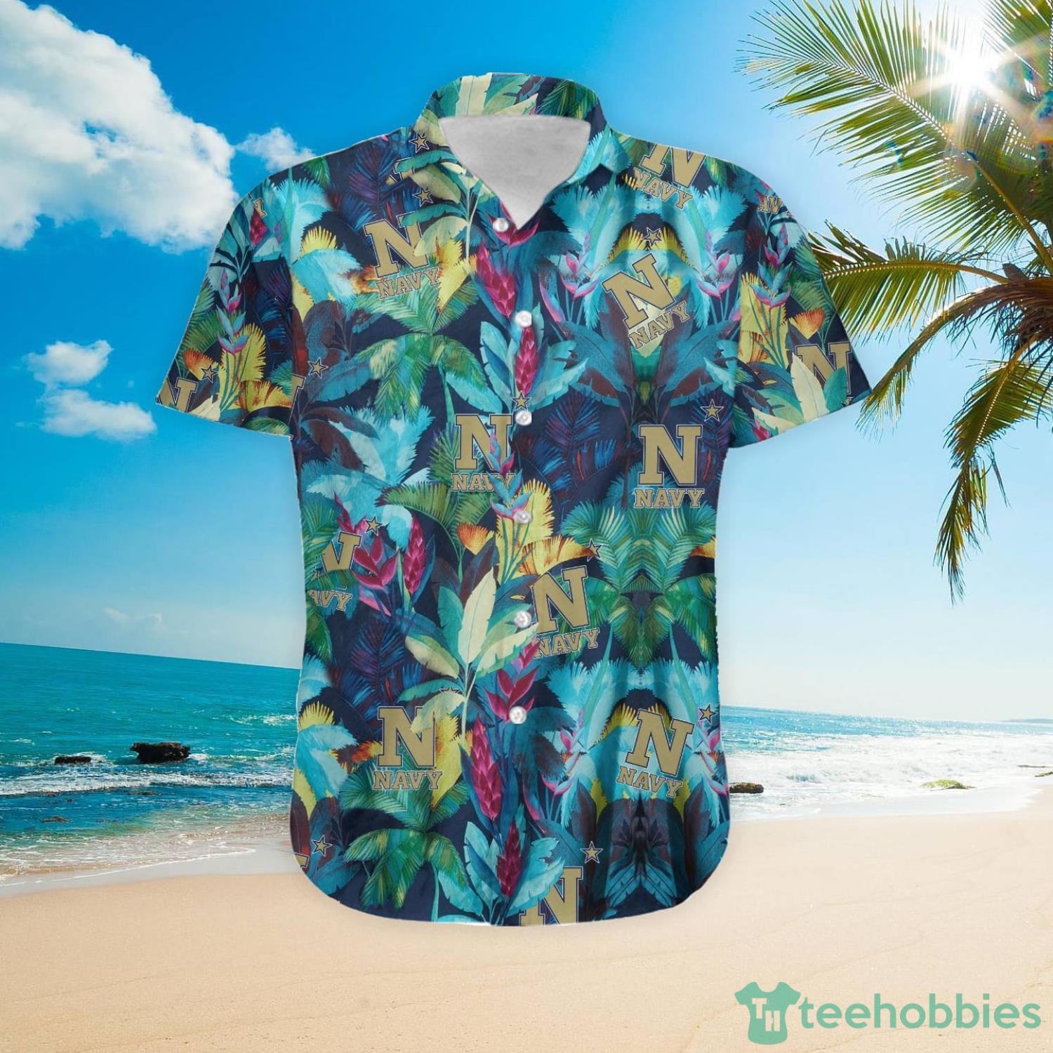 Navy Midshipmen Floral Tropical Hawaiian Shirt Product Photo 4
