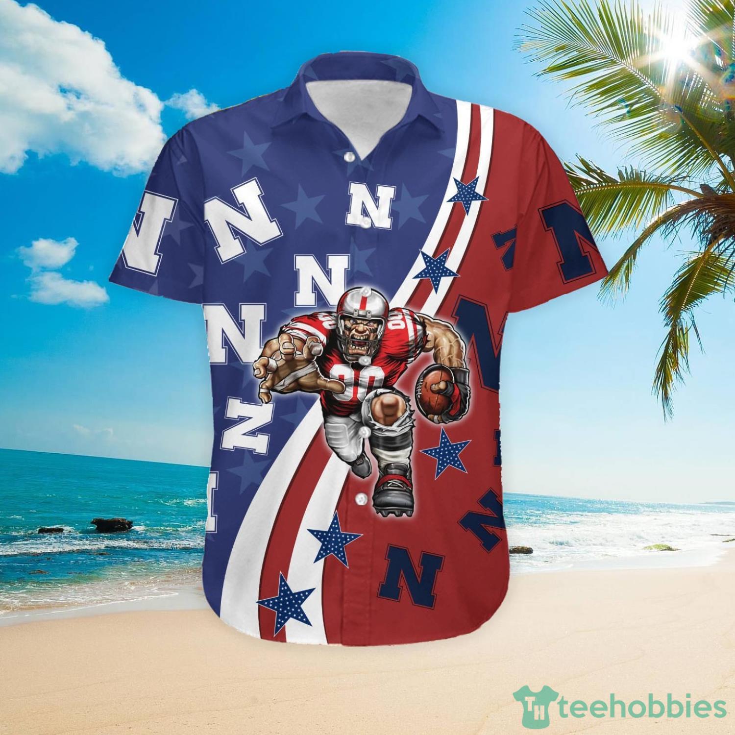 Nebraska Cornhuskers American Flag Custom Name Hawaiian Shirt Product Photo 4