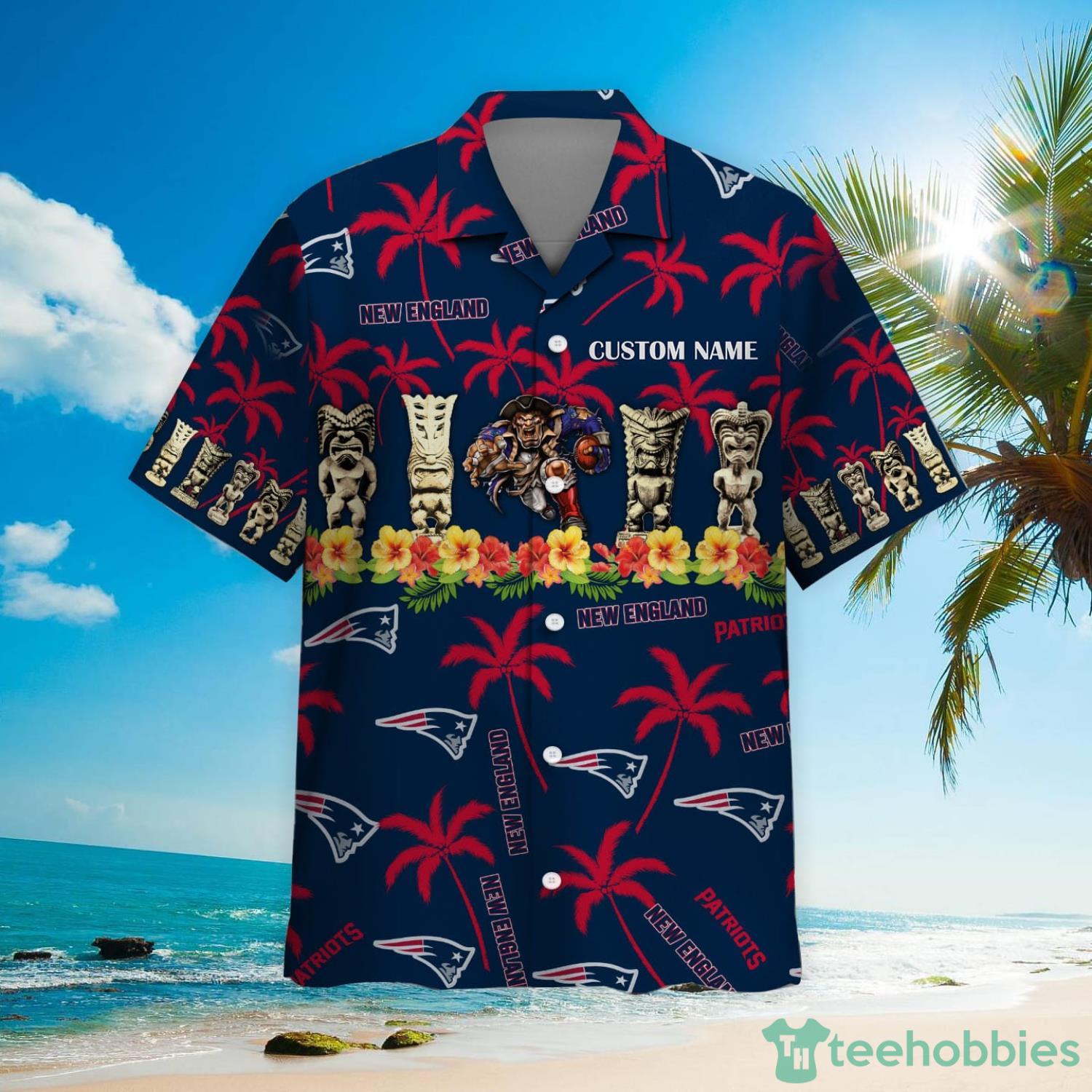 New England Patriots Custom Name Hawaiian Shirt Product Photo 3