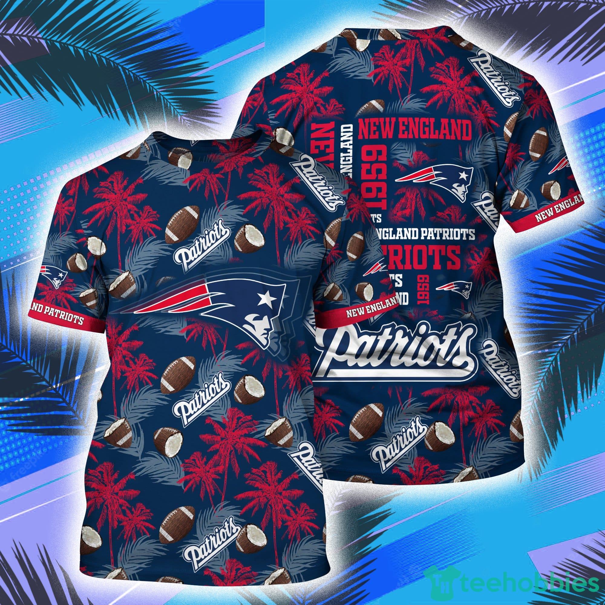 New England Patriots NFL And Palm Trees Pattern All Over Print 3D T-Shirt Product Photo 1