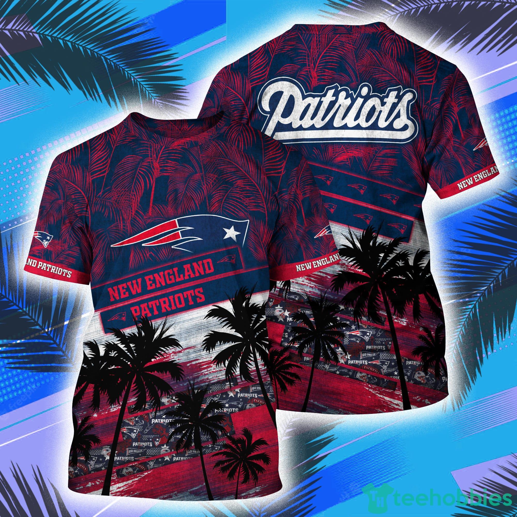 New England Patriots NFL And Tropical Pattern Aloha Hawaii Style 3D T-Shirt Product Photo 1