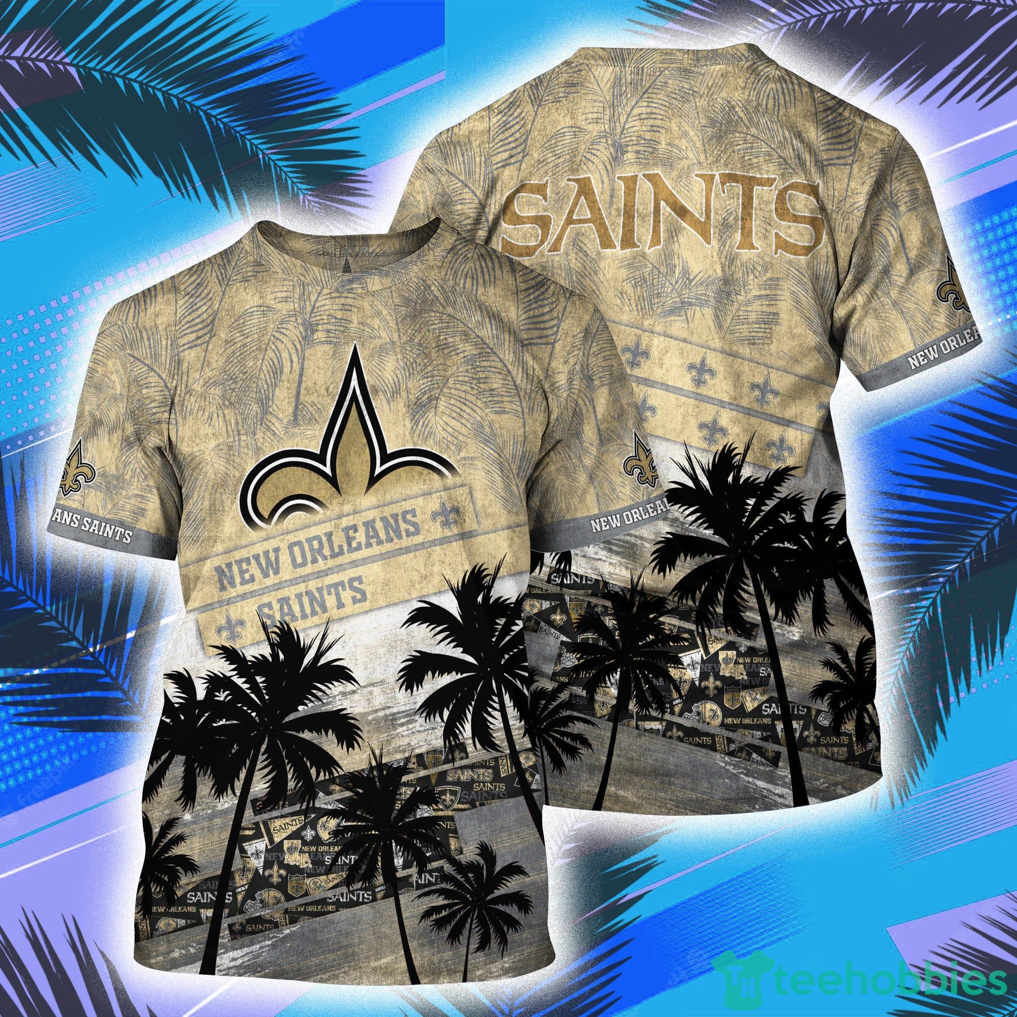 New Orleans Saints NFL And Tropical Pattern Aloha Hawaii Style 3D T-Shirt Product Photo 1