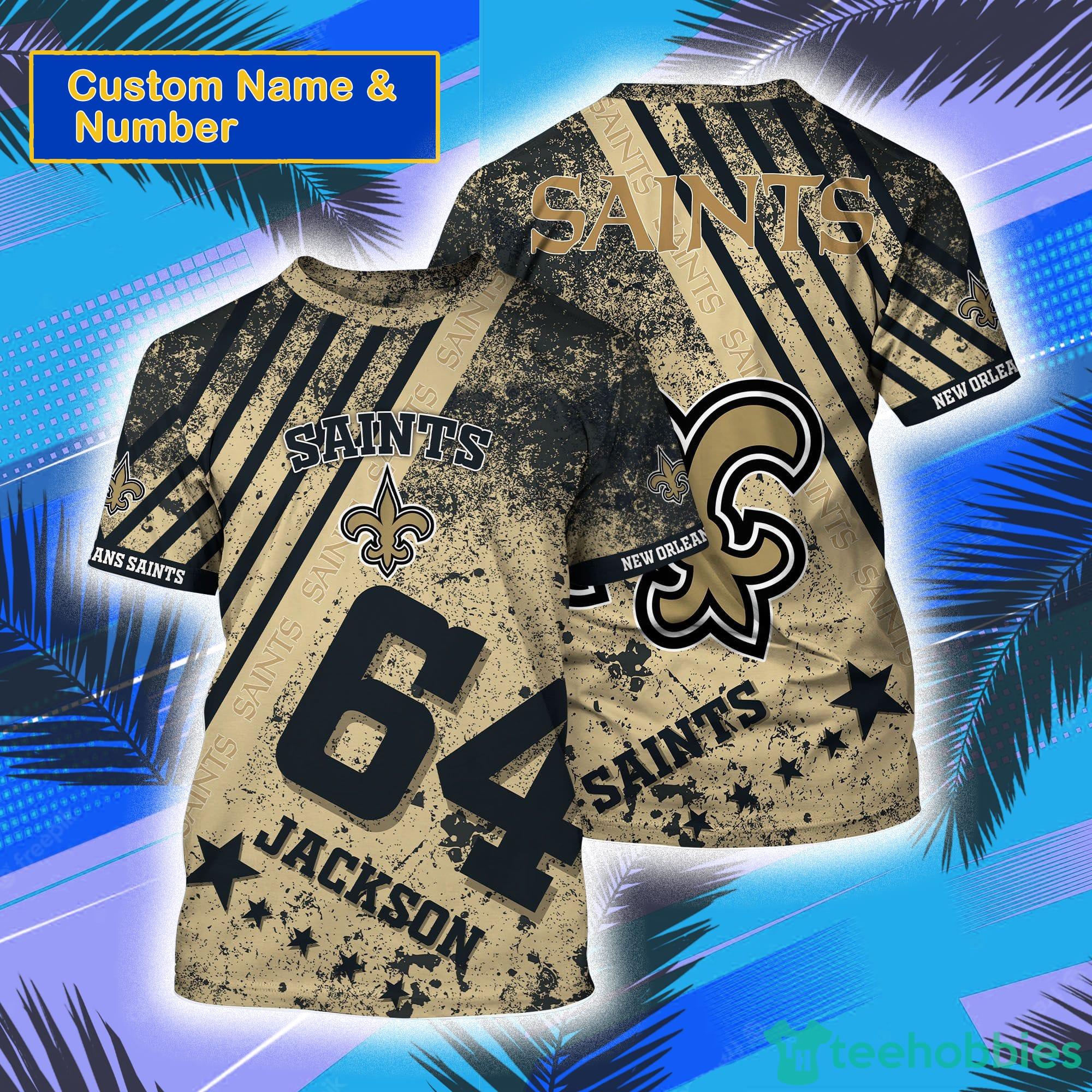 New Orleans Saints NFL Custom Name And Number All Over Print 3D T-Shirt Product Photo 1