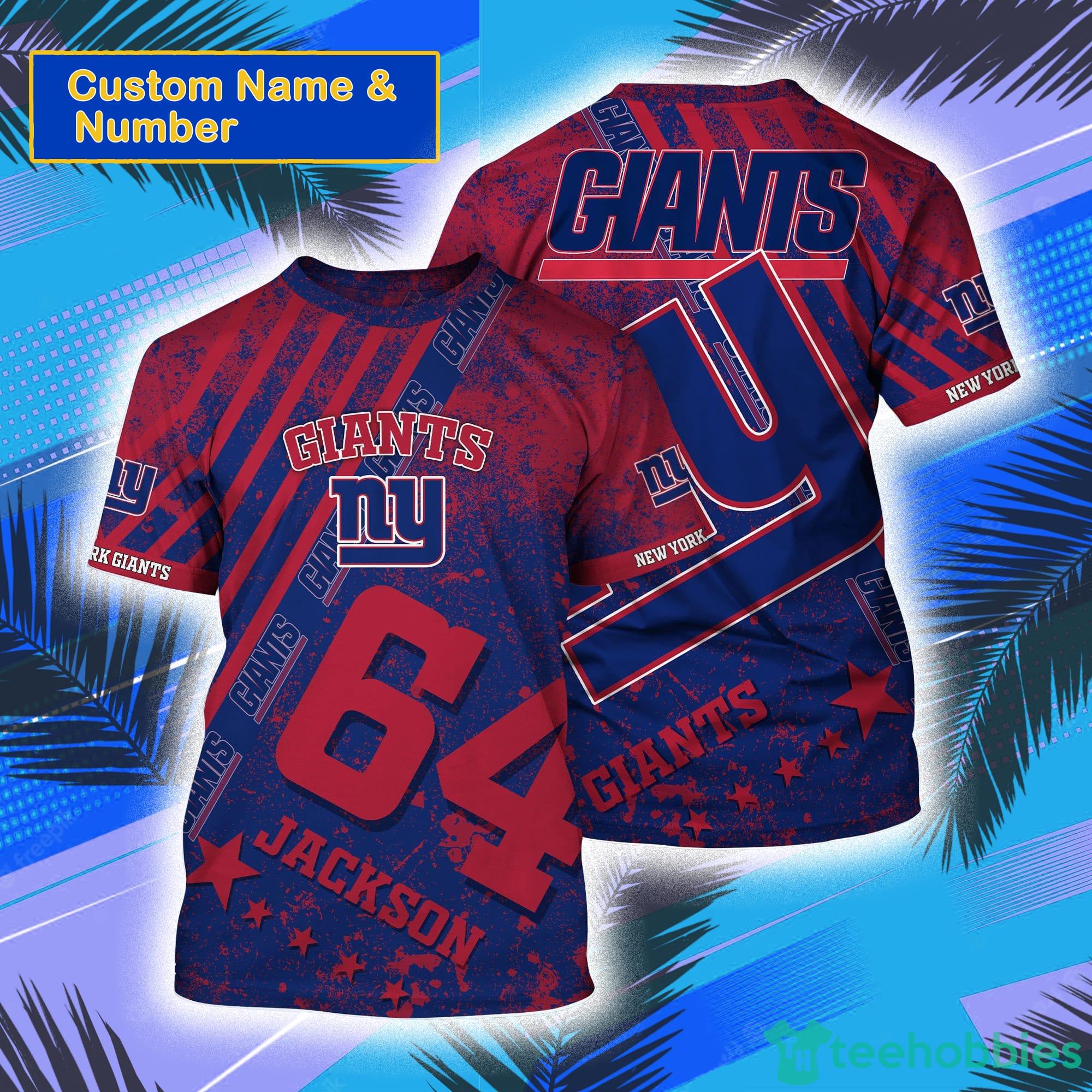 New York Giants NFL Custom Name And Number All Over Print 3D T-Shirt Product Photo 1