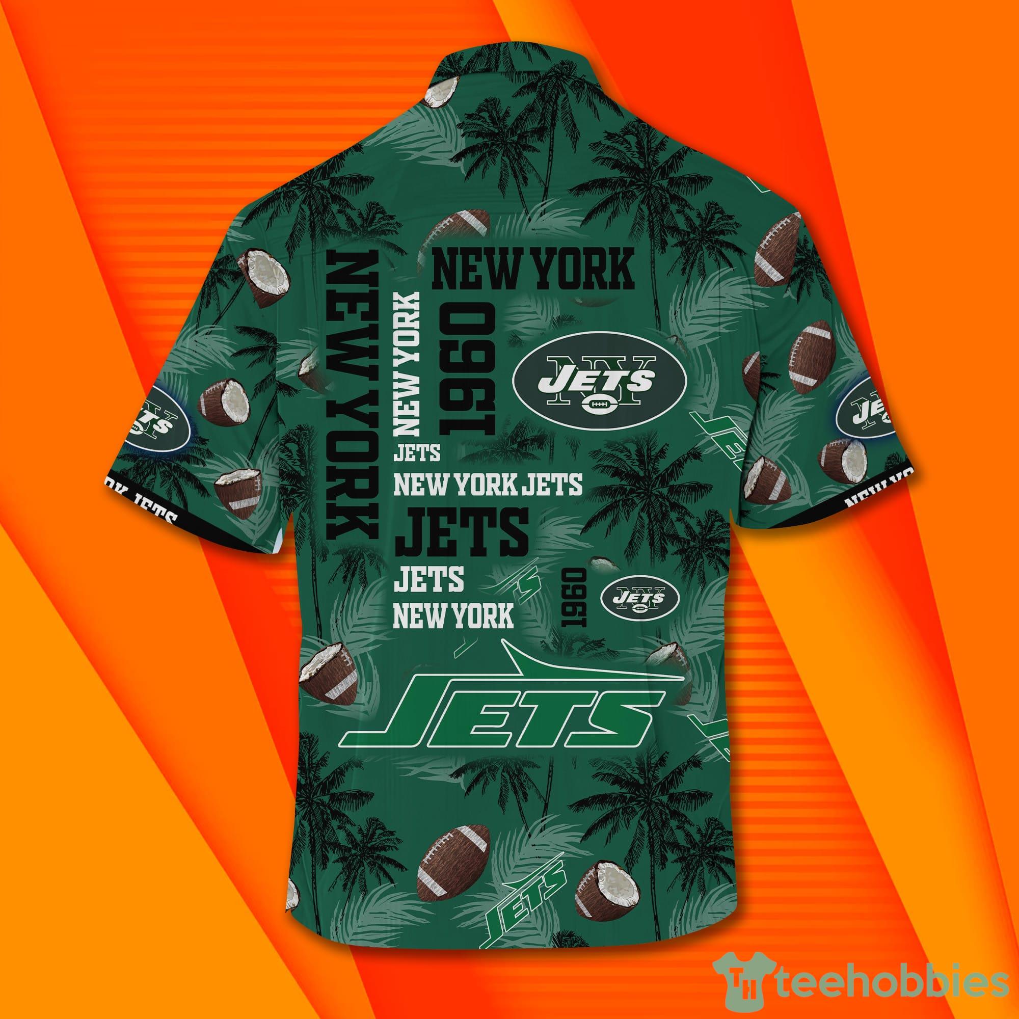 NFL New York Jets Custom Name Logo Palm Trees Pattern Hawaiian Shirt And  Beach Short