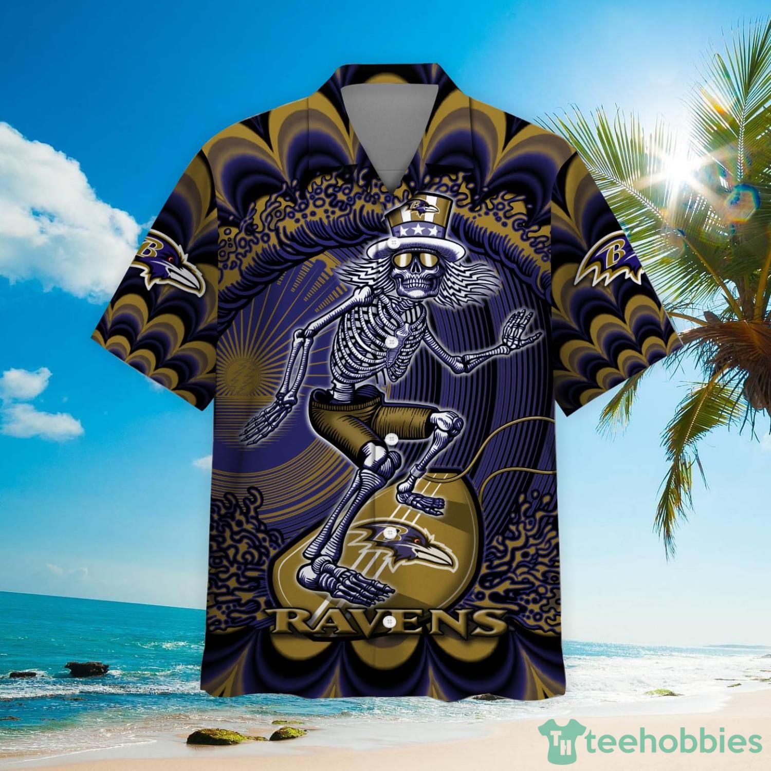 NFL Baltimore Ravens Grateful Dead Hawaiian Shirt For Fans Product Photo 2
